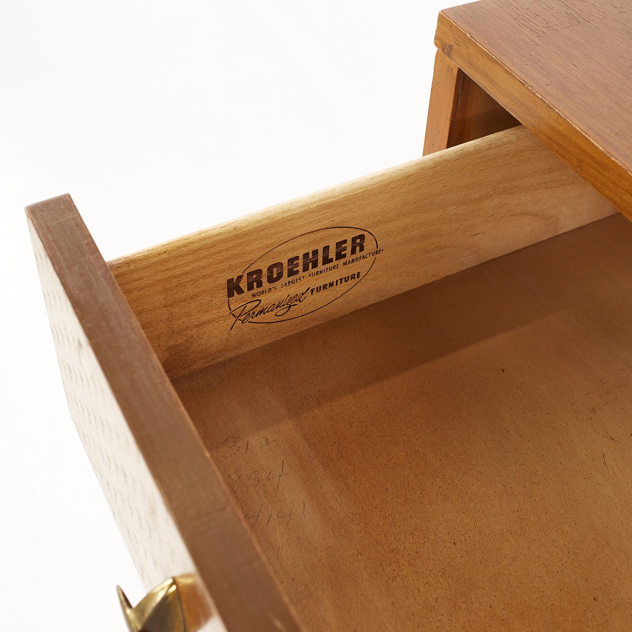 Kroehler Impression Mid Century Walnut and Brass 6 Drawer Lowboy Dresser 2