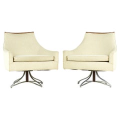 Retro Kroehler Mid Century Swivel Lounge Chairs, Pair