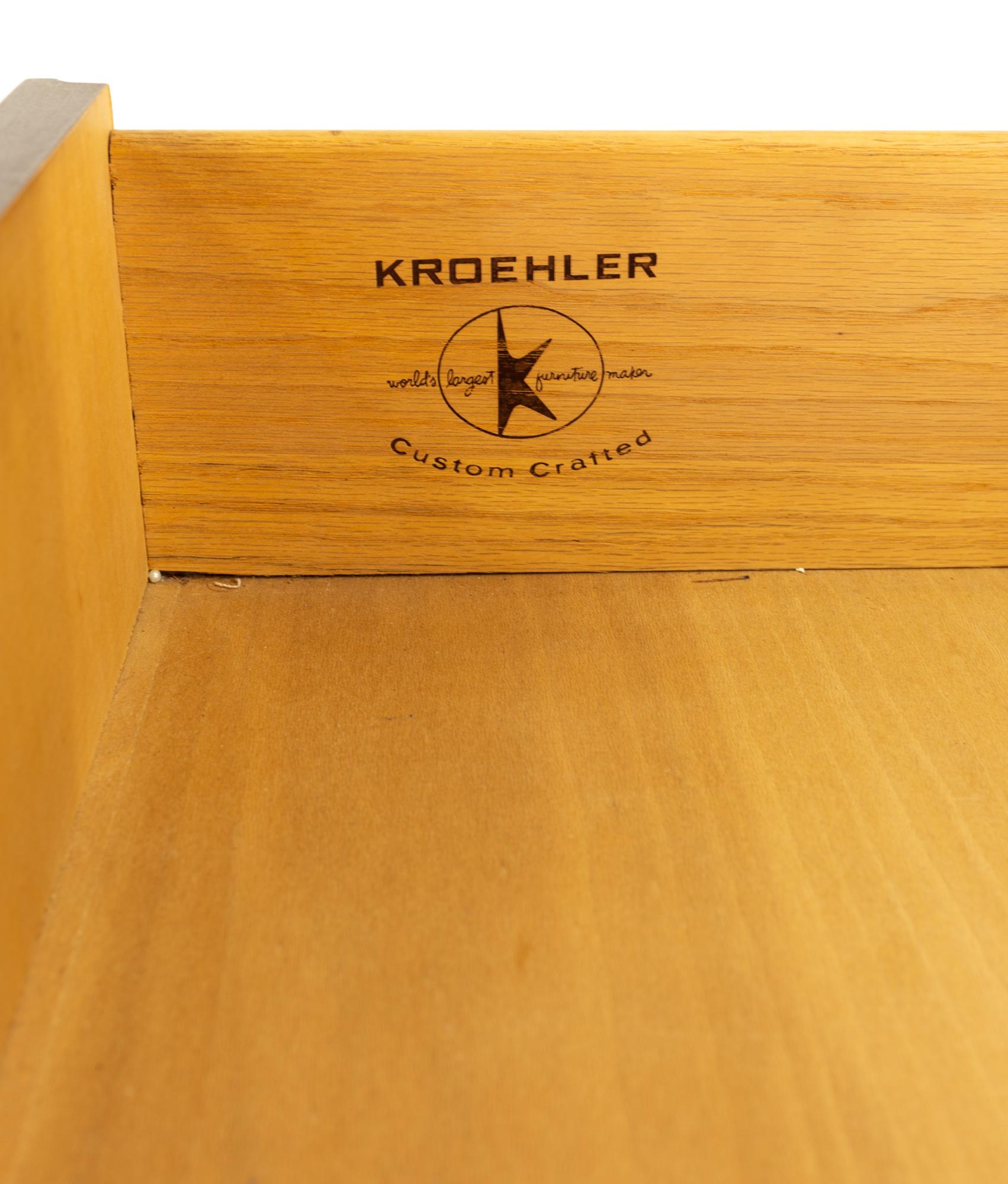 Kroehler Midcentury Walnut 9-Drawer Bow Front Lowboy Dresser 2