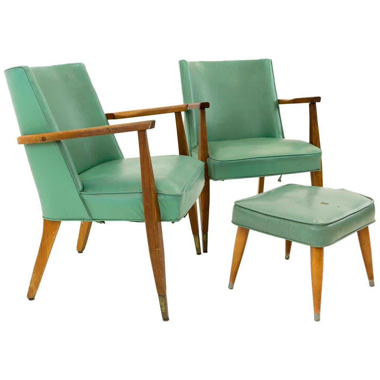 Kroehler Midcentury Occasional Lounge Chairs, Pair