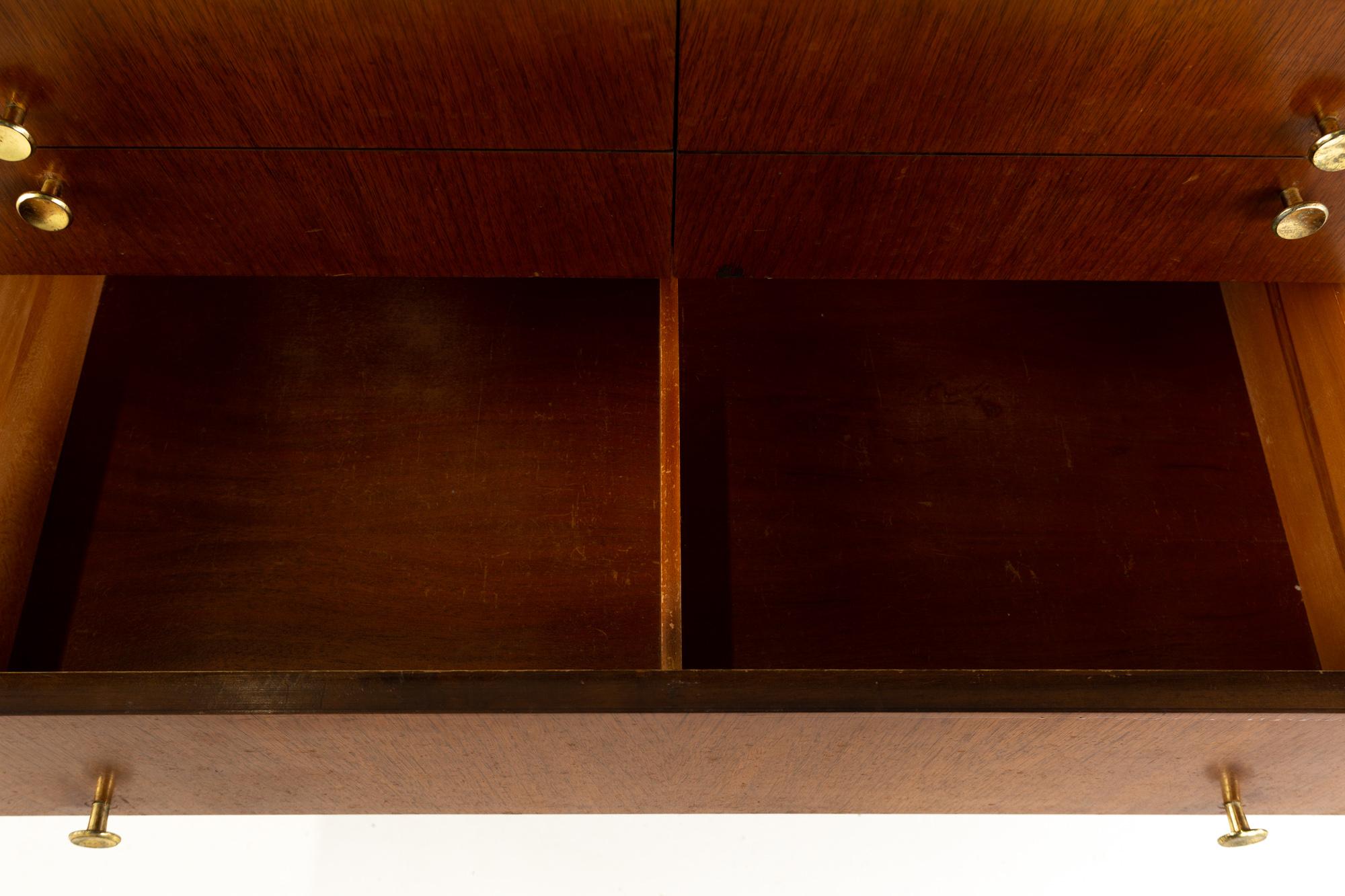 Kroehler Signature Series Style Mid Century Walnut and Brass 8-Drawer Dresser 6
