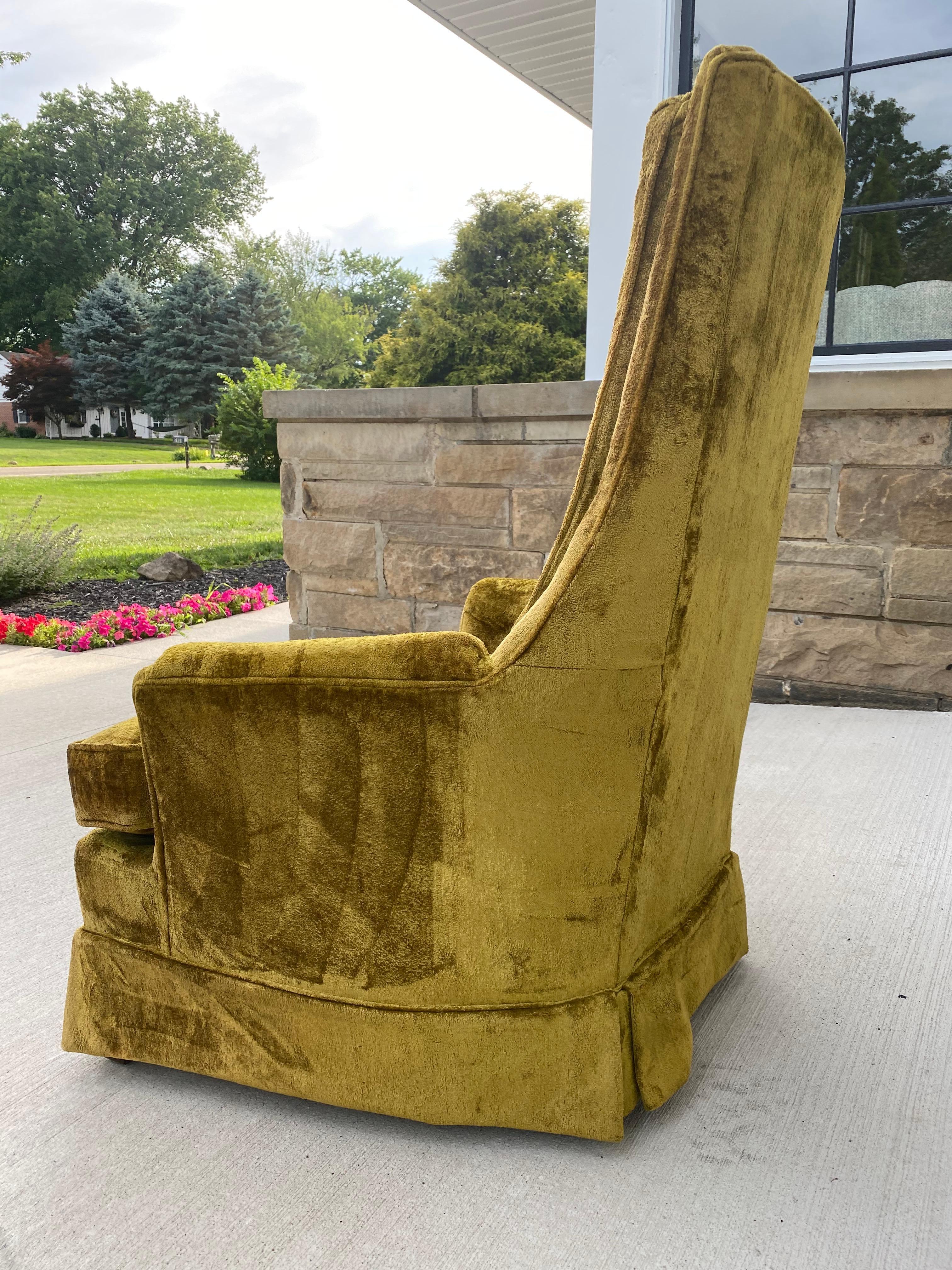 Kroehler Style High Back Tufted Velvet Lounge Chair 2