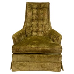 Kroehler Style High Back Tufted Velvet Lounge Chair
