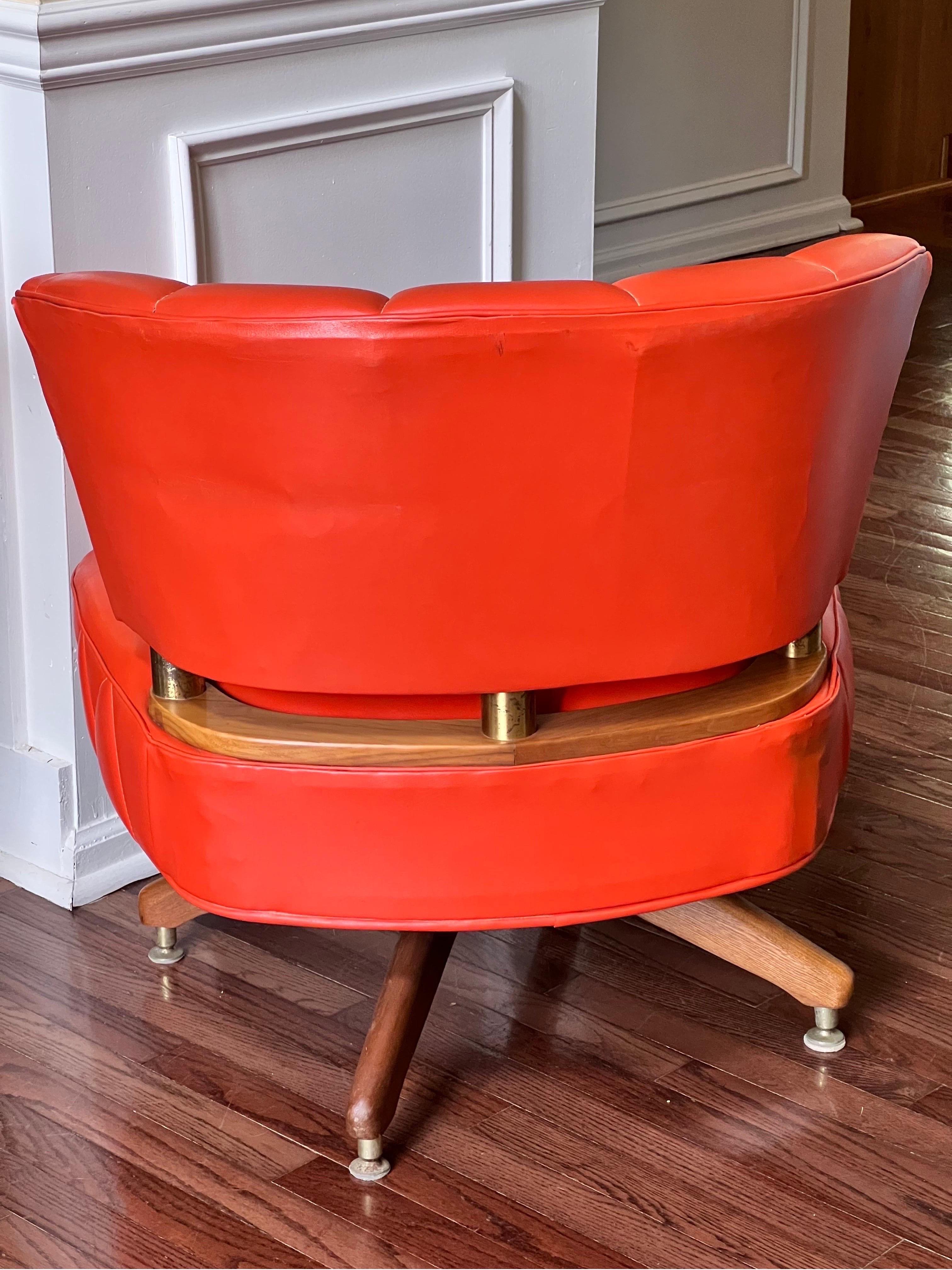 Faux Leather Kroehler Swivel Slipper Chairs, 1962 For Sale