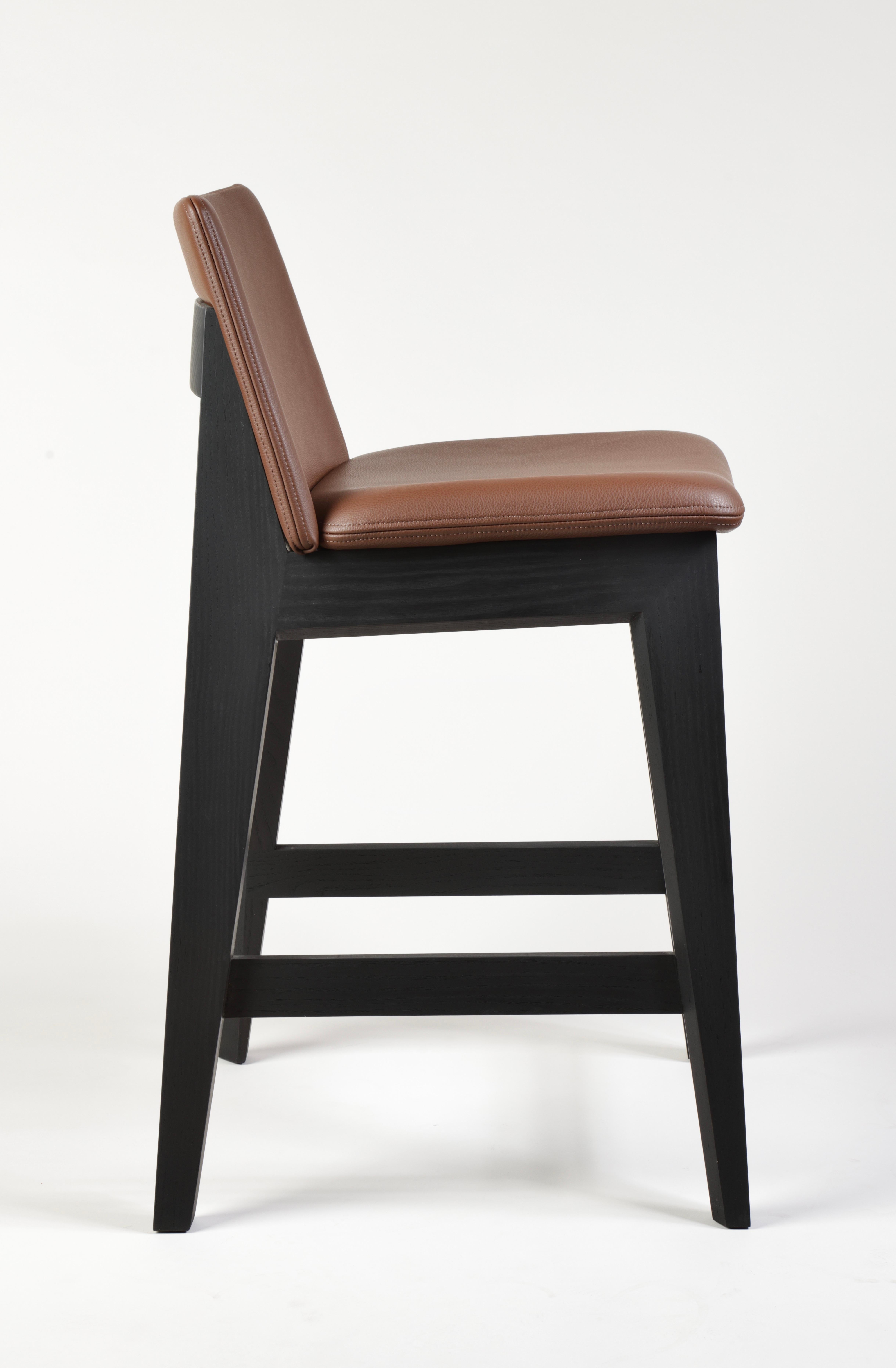American Craftsman Kroft Counter Stool, Bespoke Stool in Solid Ash & Leather