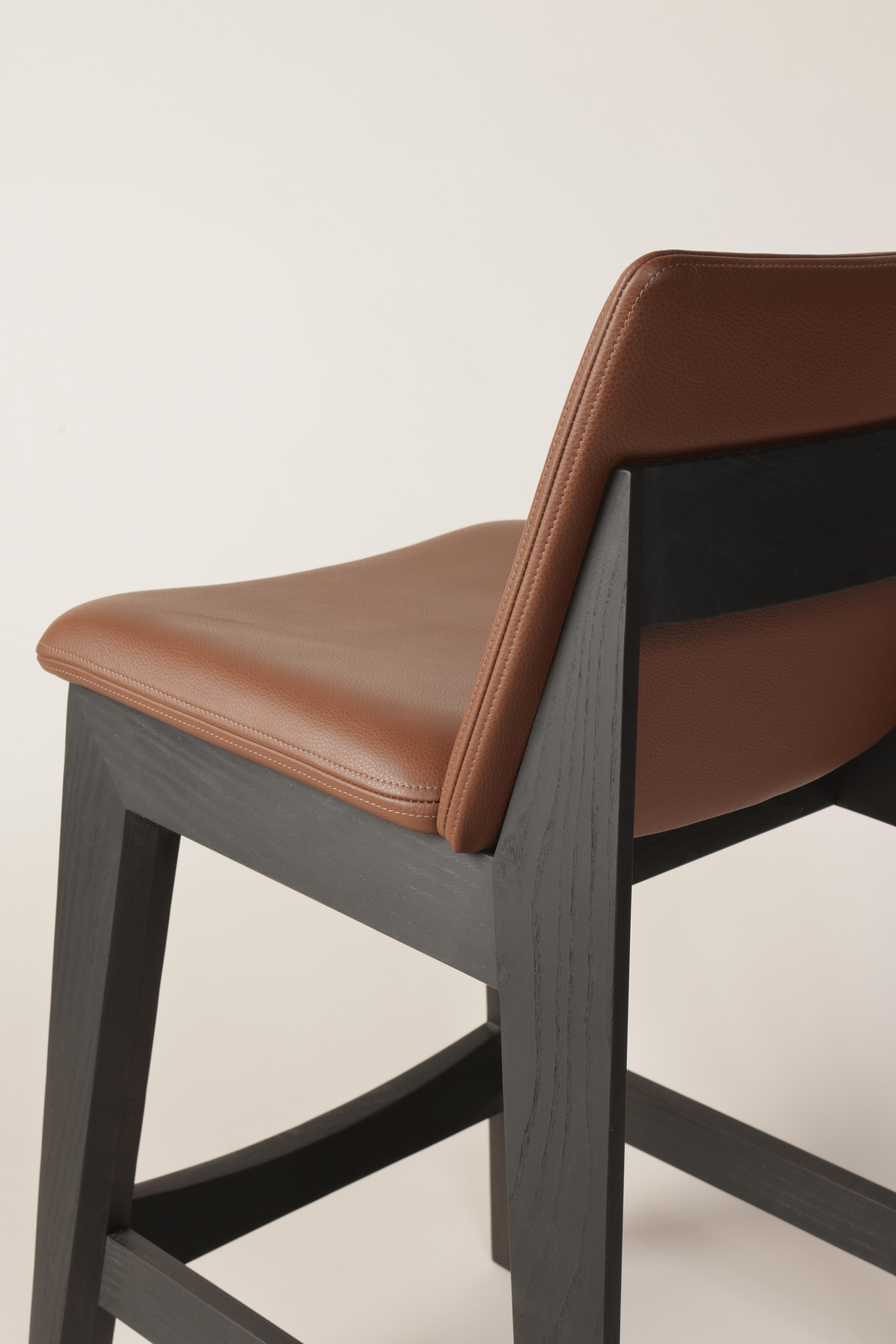 Canadian Kroft Counter Stool, Bespoke Stool in Solid Ash & Leather