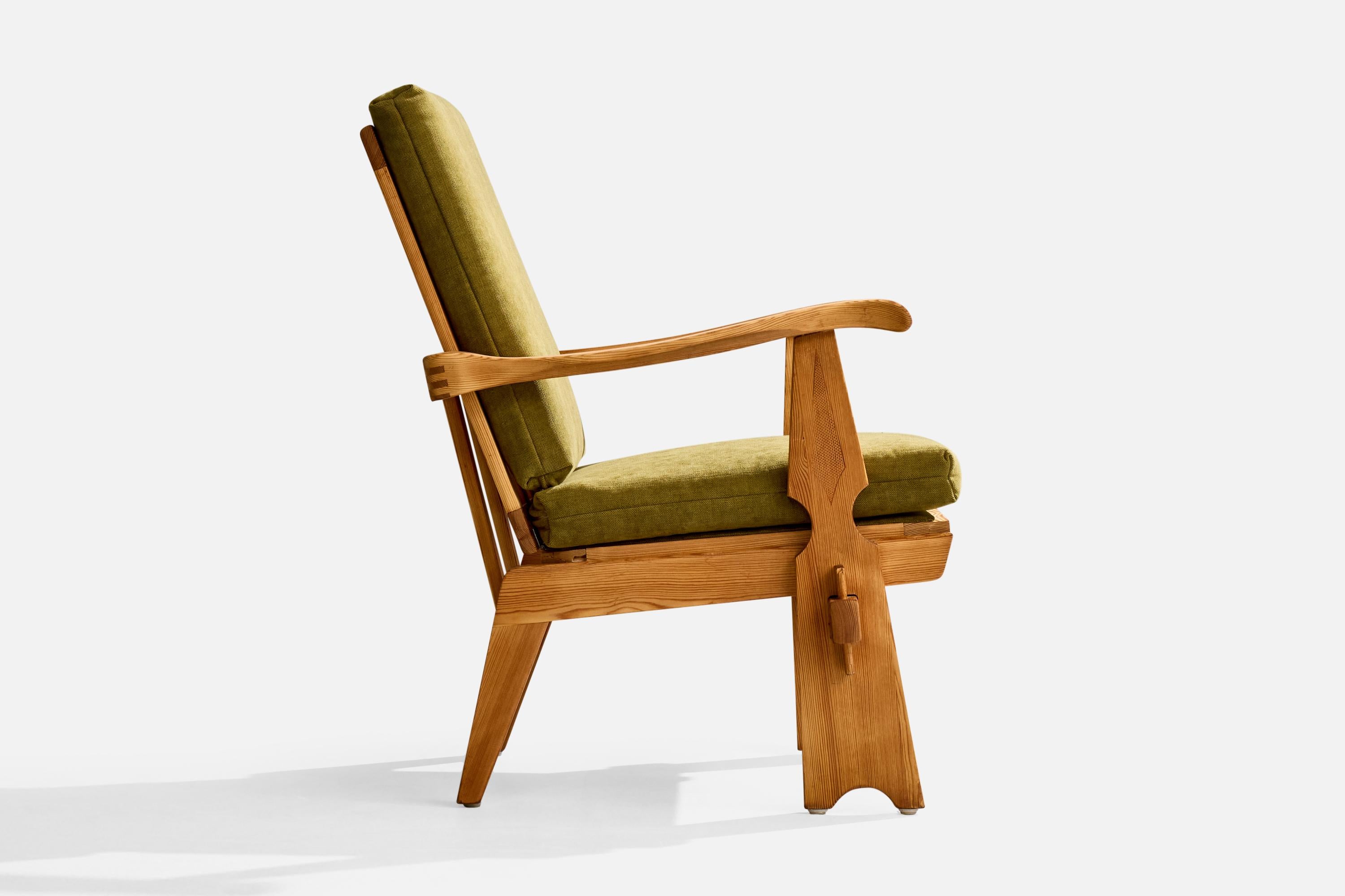 Mid-20th Century Krogenæs Møbler Attribution, Lounge Chair, Pine, Fabric, Norway, 1960s For Sale