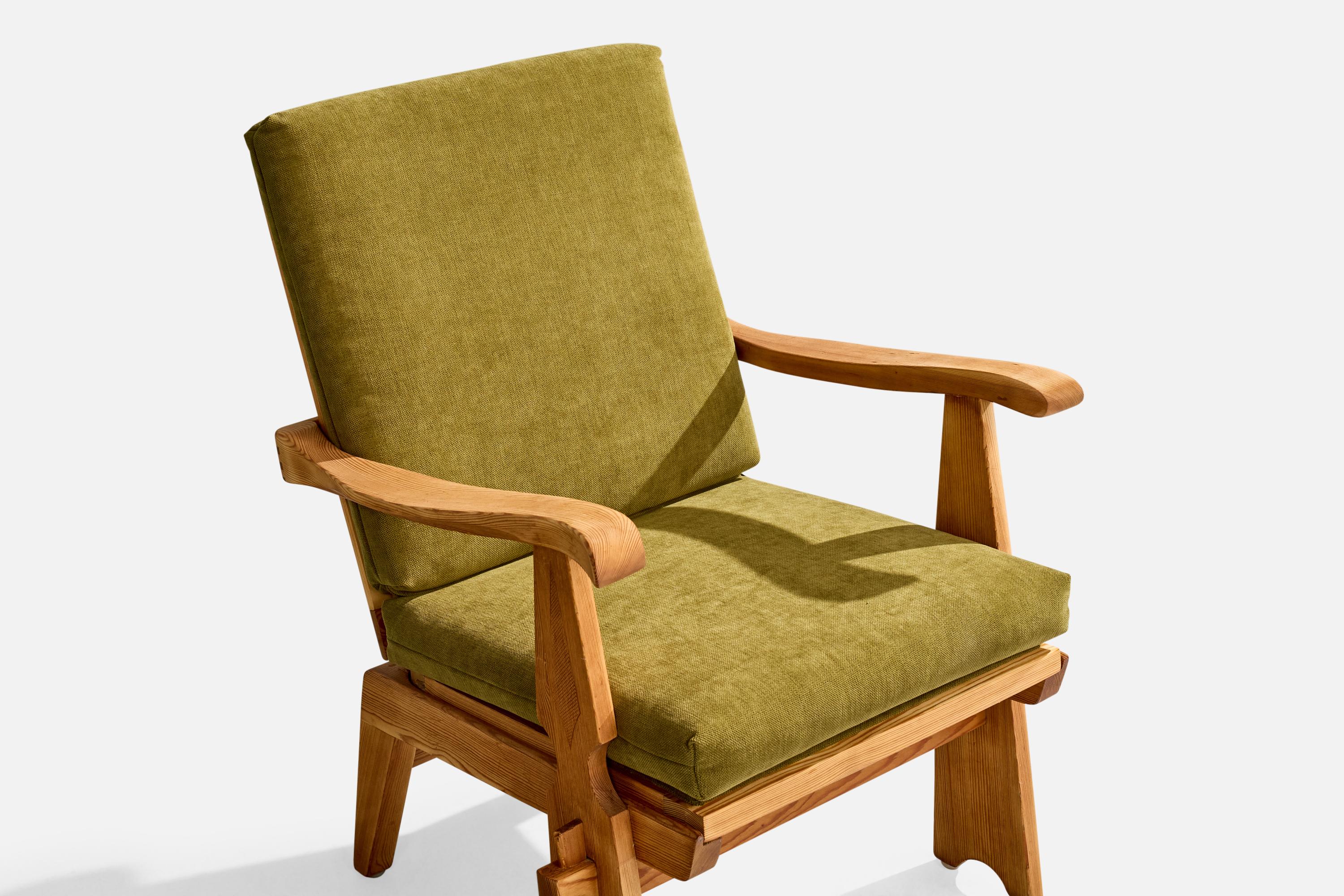 Krogenæs Møbler Attribution, Lounge Chair, Pine, Fabric, Norway, 1960s For Sale 1