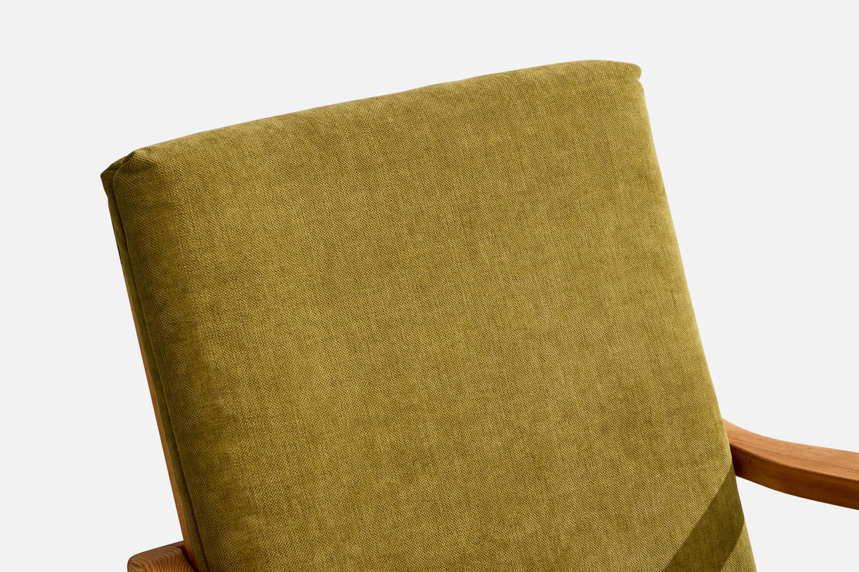 Krogenæs Møbler Attribution, Lounge Chair, Pine, Fabric, Norway, 1960s For Sale 2
