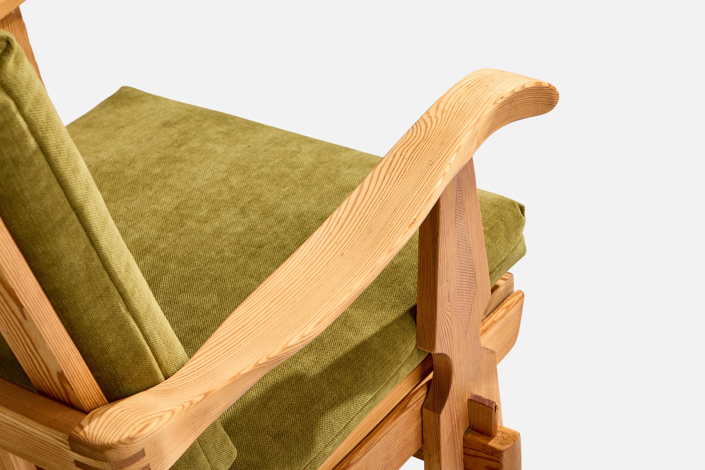 Krogenæs Møbler Attribution, Lounge Chair, Pine, Fabric, Norway, 1960s For Sale 3