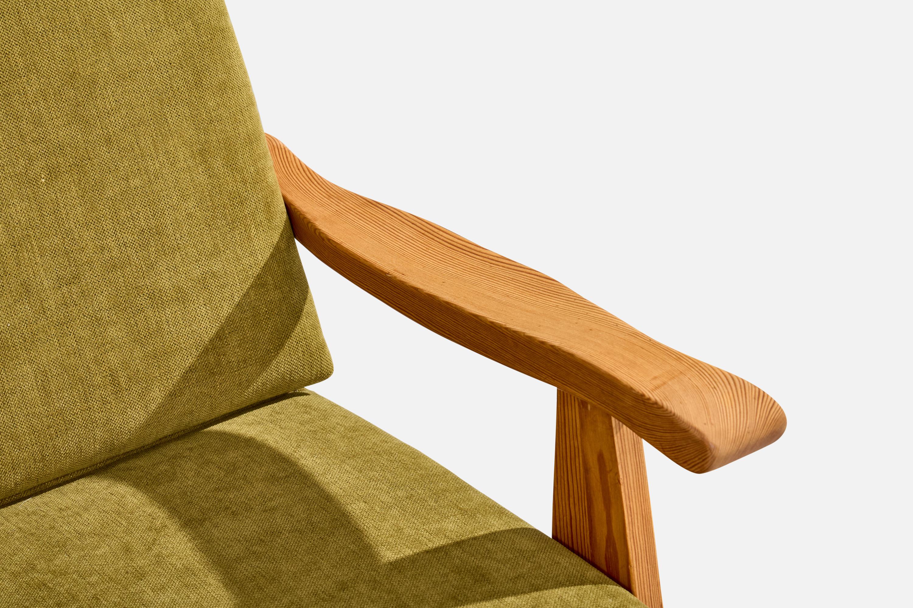 Krogenæs Møbler Attribution, Lounge Chairs, Pine, Fabric, Norway, 1960s For Sale 4