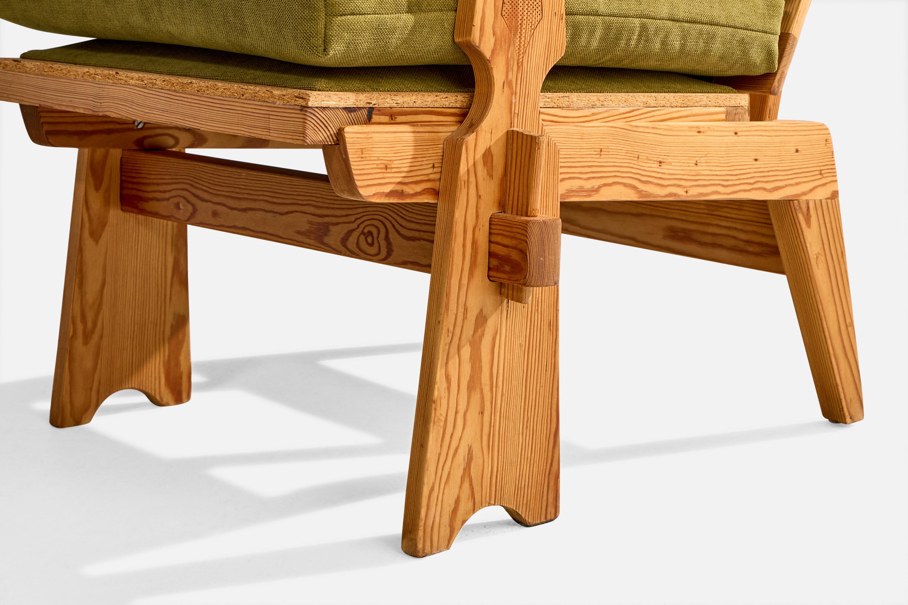 Krogenæs Møbler Attribution, Lounge Chairs, Pine, Fabric, Norway, 1960s For Sale 7