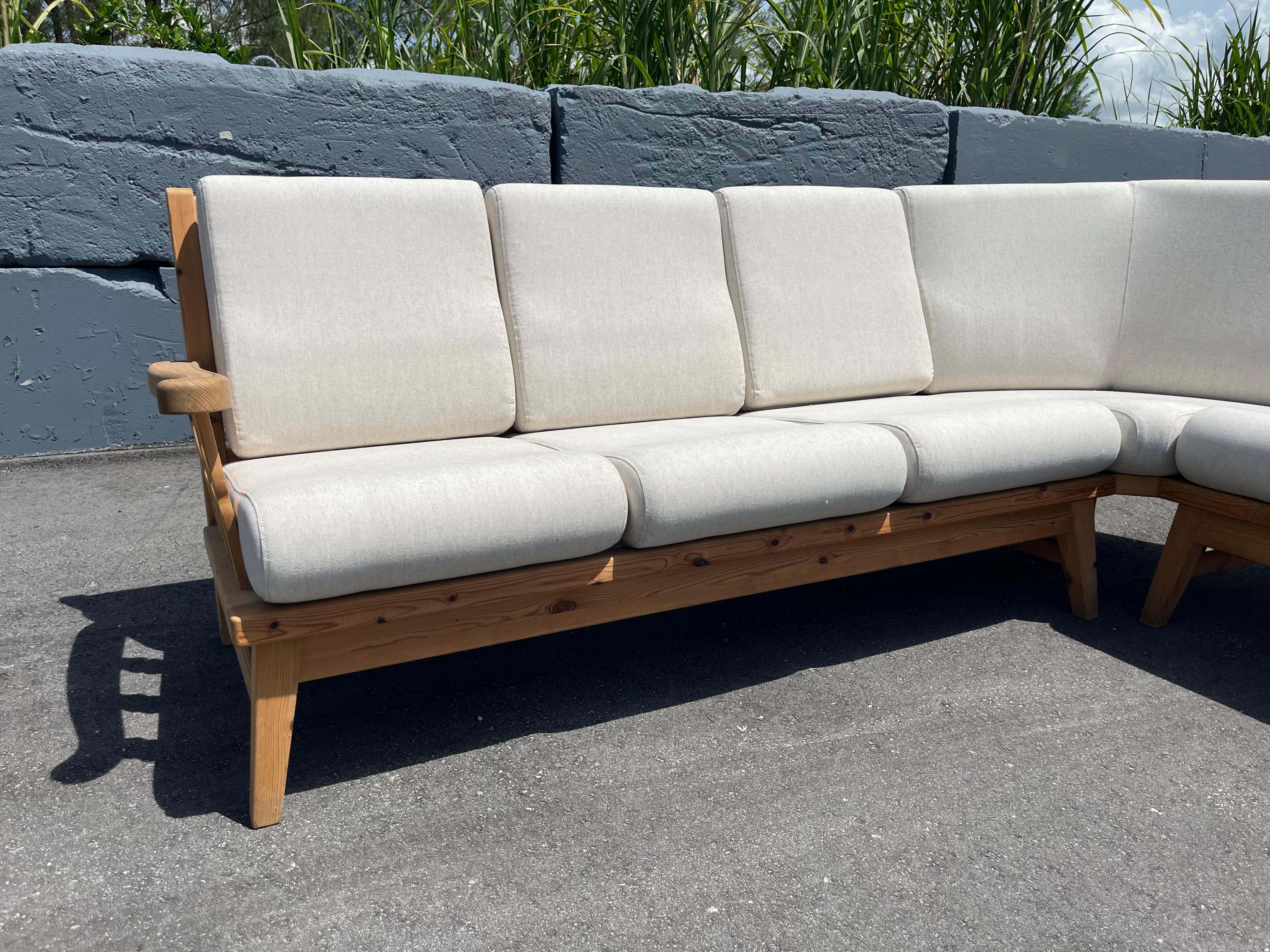 Krogenæs Møbler, Sofa, Sectional, Sculpted Pine, Linen, Norway, 1999 For Sale 8