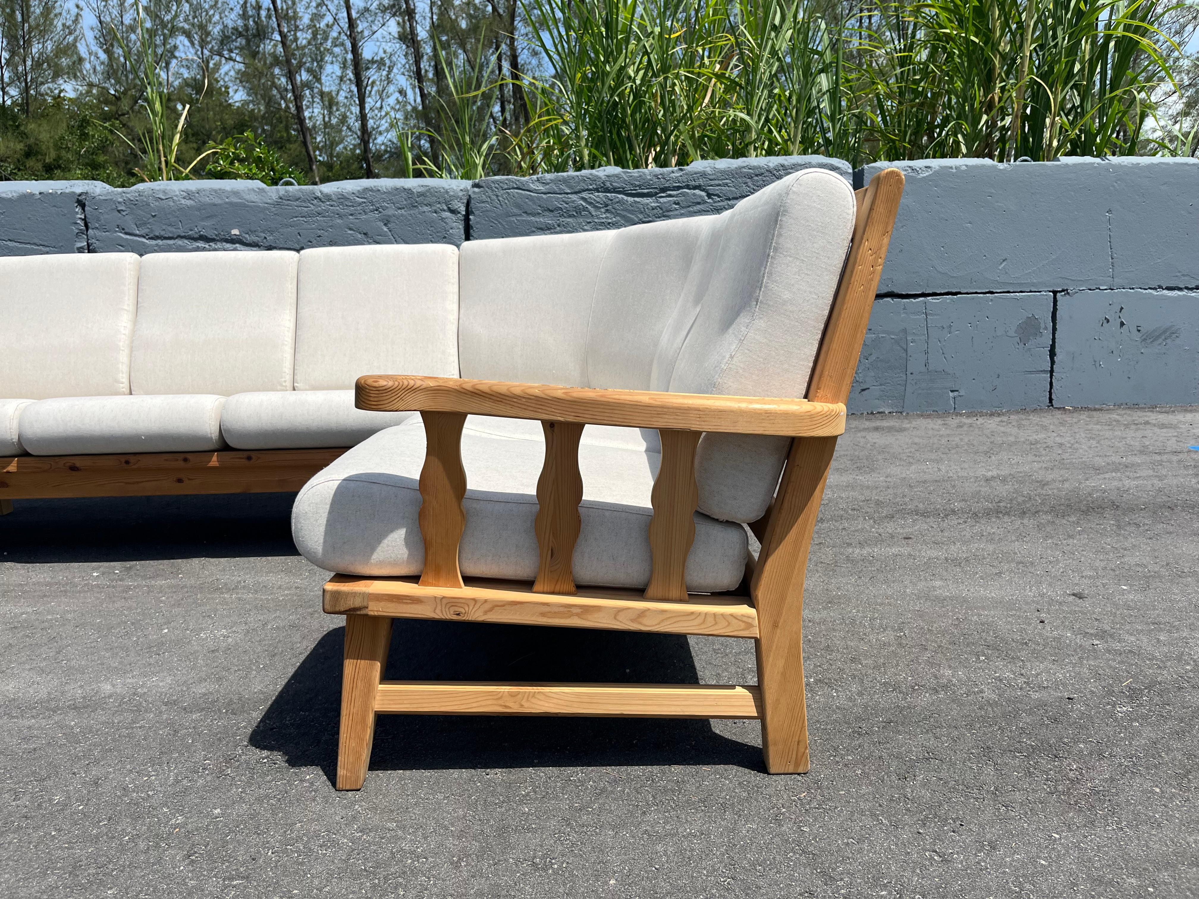 Krogenæs Møbler, Sofa, Sectional, Sculpted Pine, Linen, Norway, 1999 For Sale 9