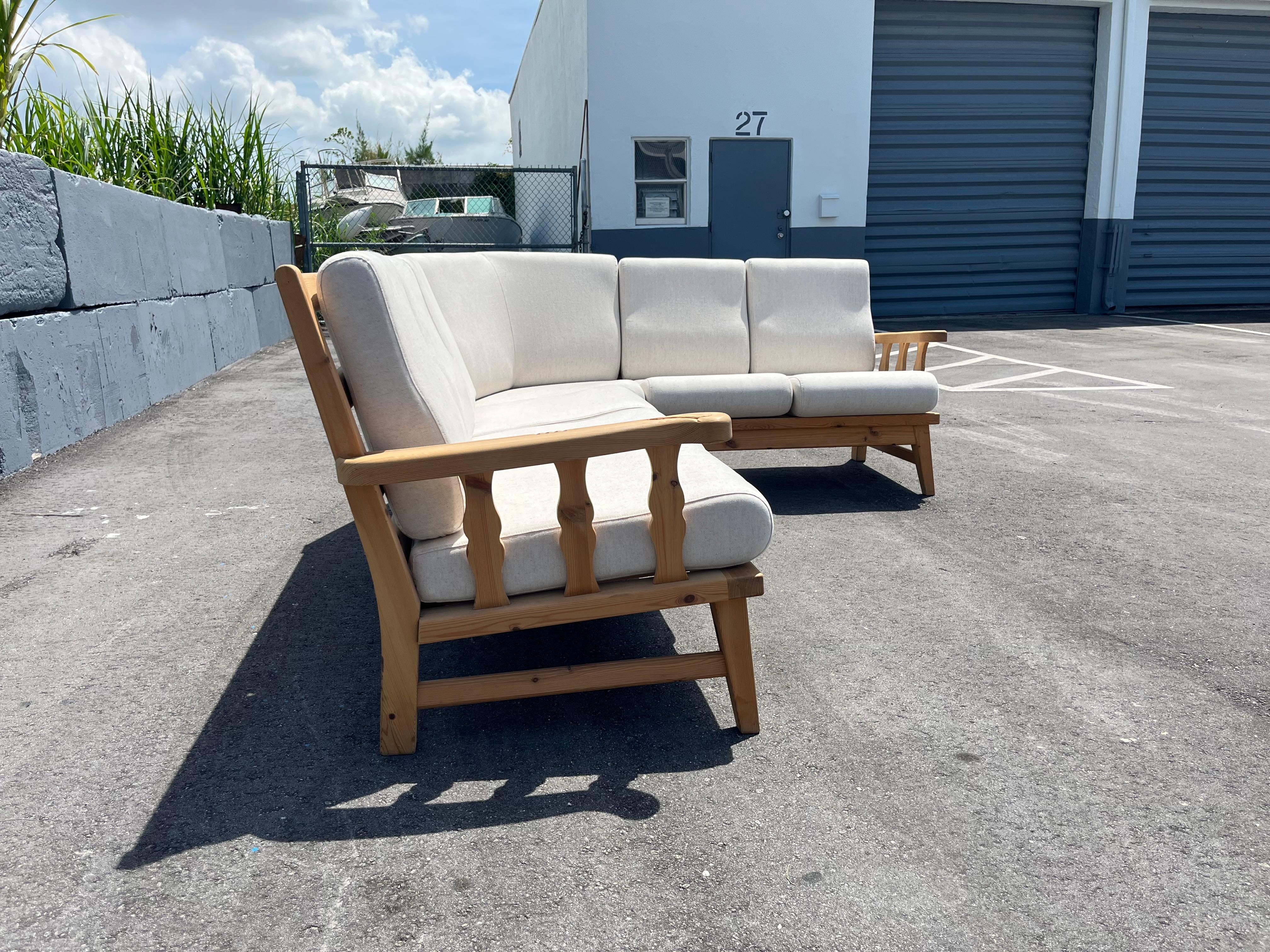 Krogenæs Møbler, Sofa, Sectional, Sculpted Pine, Linen, Norway, 1999 For Sale 11