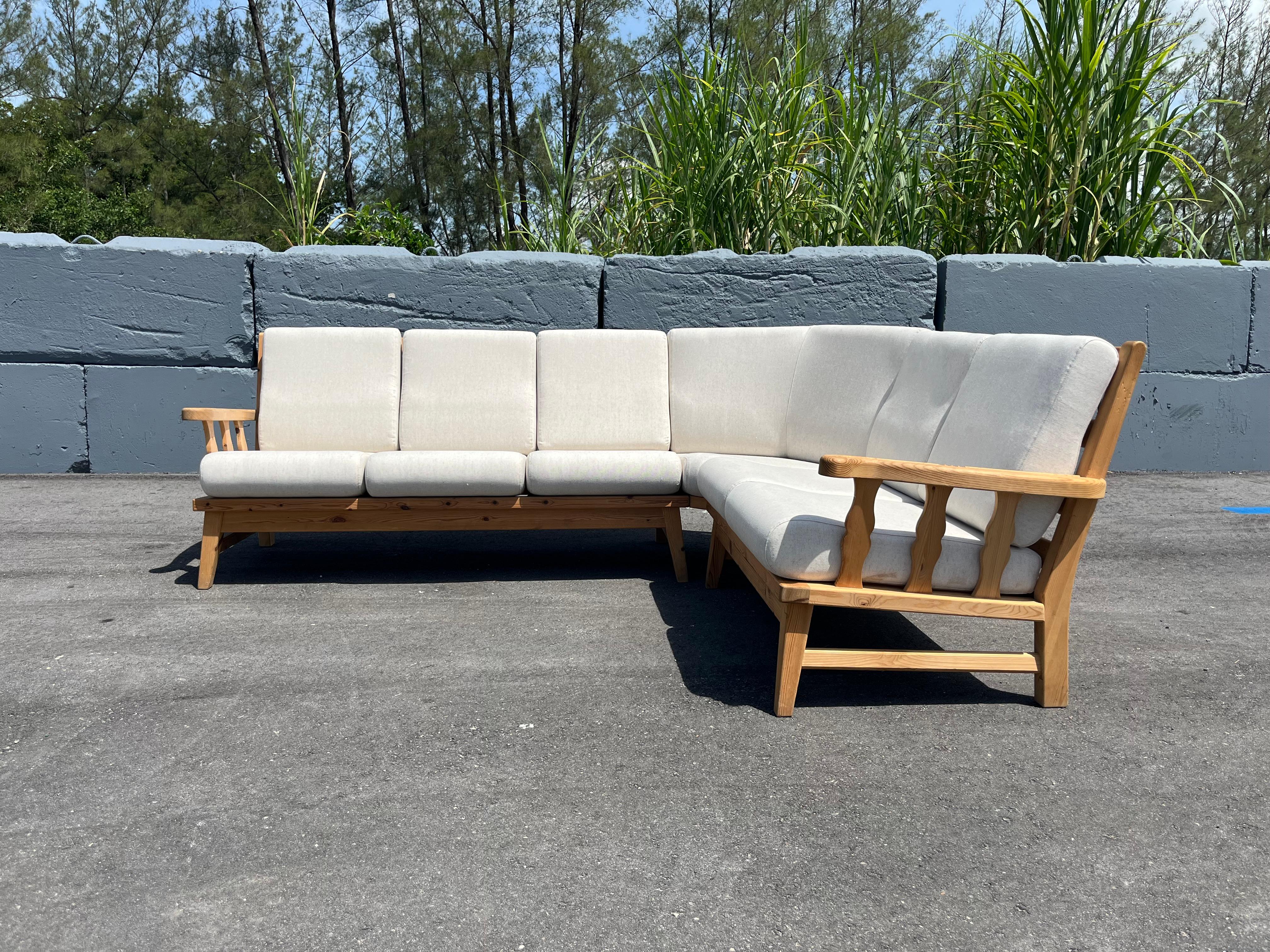 Krogenæs Møbler, Sofa, Sectional, Sculpted Pine, Linen, Norway, 1999 For Sale 3
