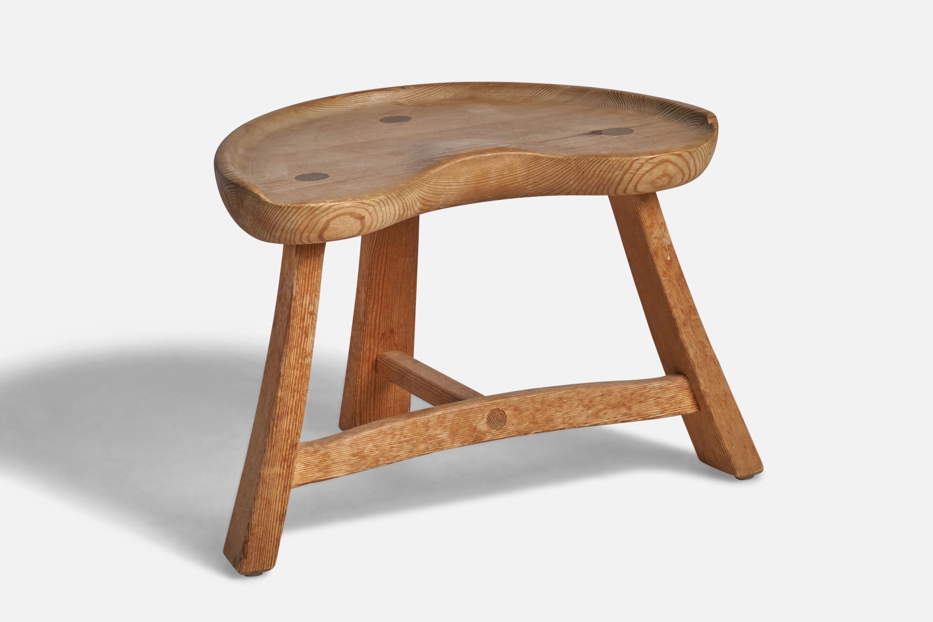 A pine stool designed and produced by Krogenæs Møbler, Norway, 1960s.