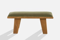 Krogenæs Møbler, Stool, Pine, Velvet, Norway, 1960s