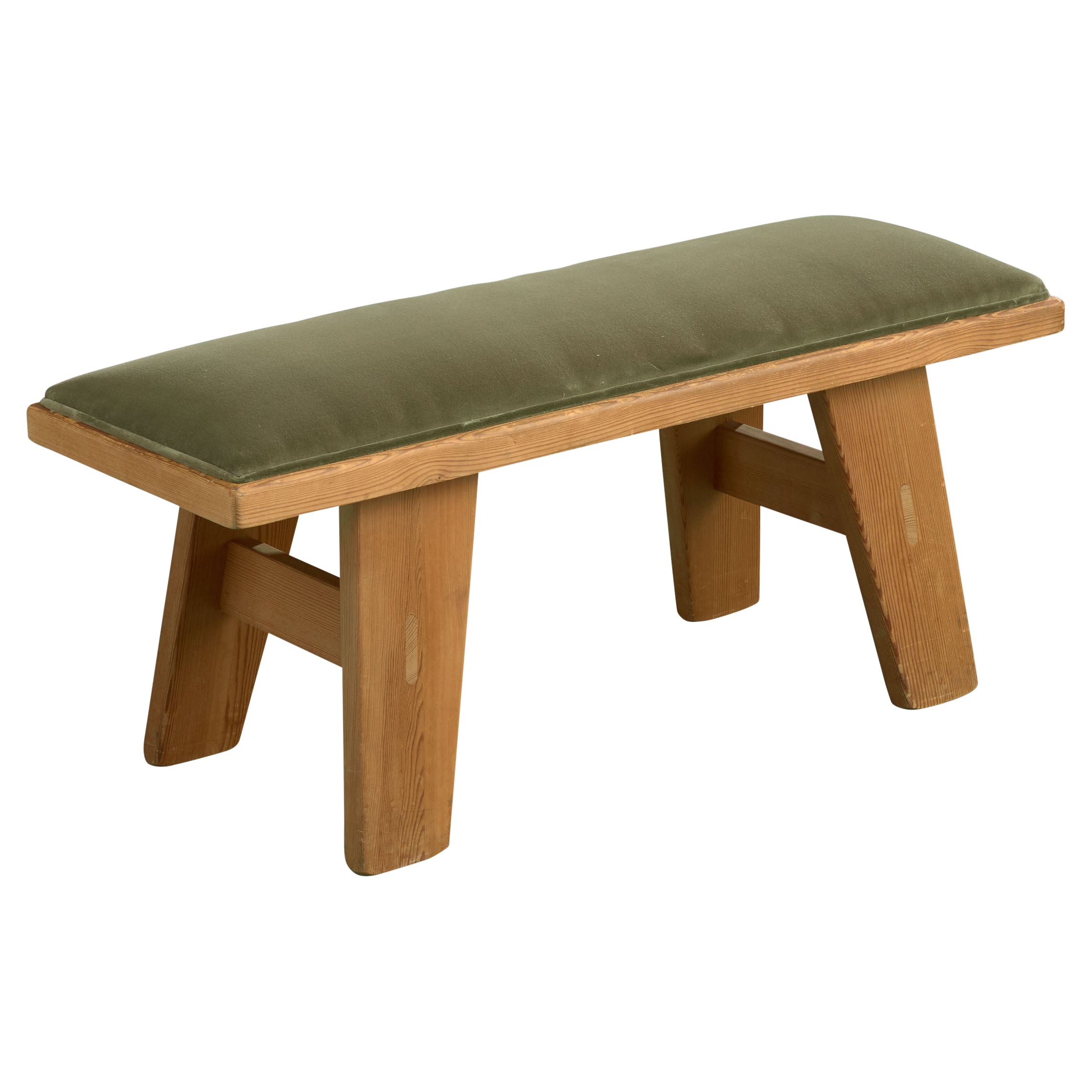 Krogenæs Møbler, tabouret, pin, velours, Norvège, années 1960