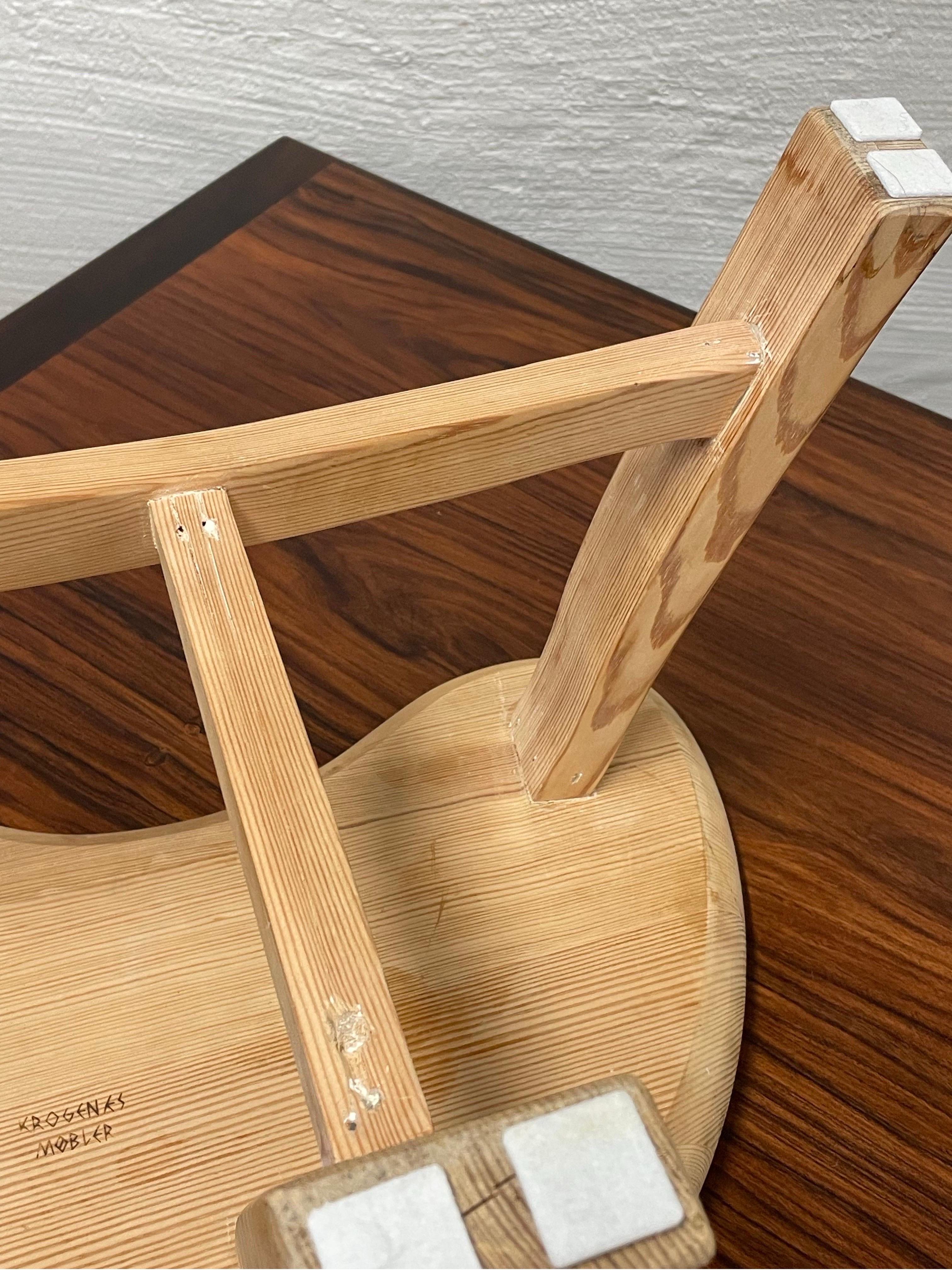 Scandinavian Modern Three Legged Pine Stool by Krogenæs Møbler, Norway 1960s 1