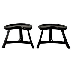 Krogenæs, Pair of Three Legged Stool, "Fjøskrakk" Mod. 522, Pine, Norway, 1960s