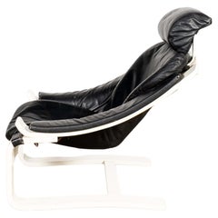 'Kroken' Black Leather Lounge Chair by Ake Fribytter for Nelo Möbel