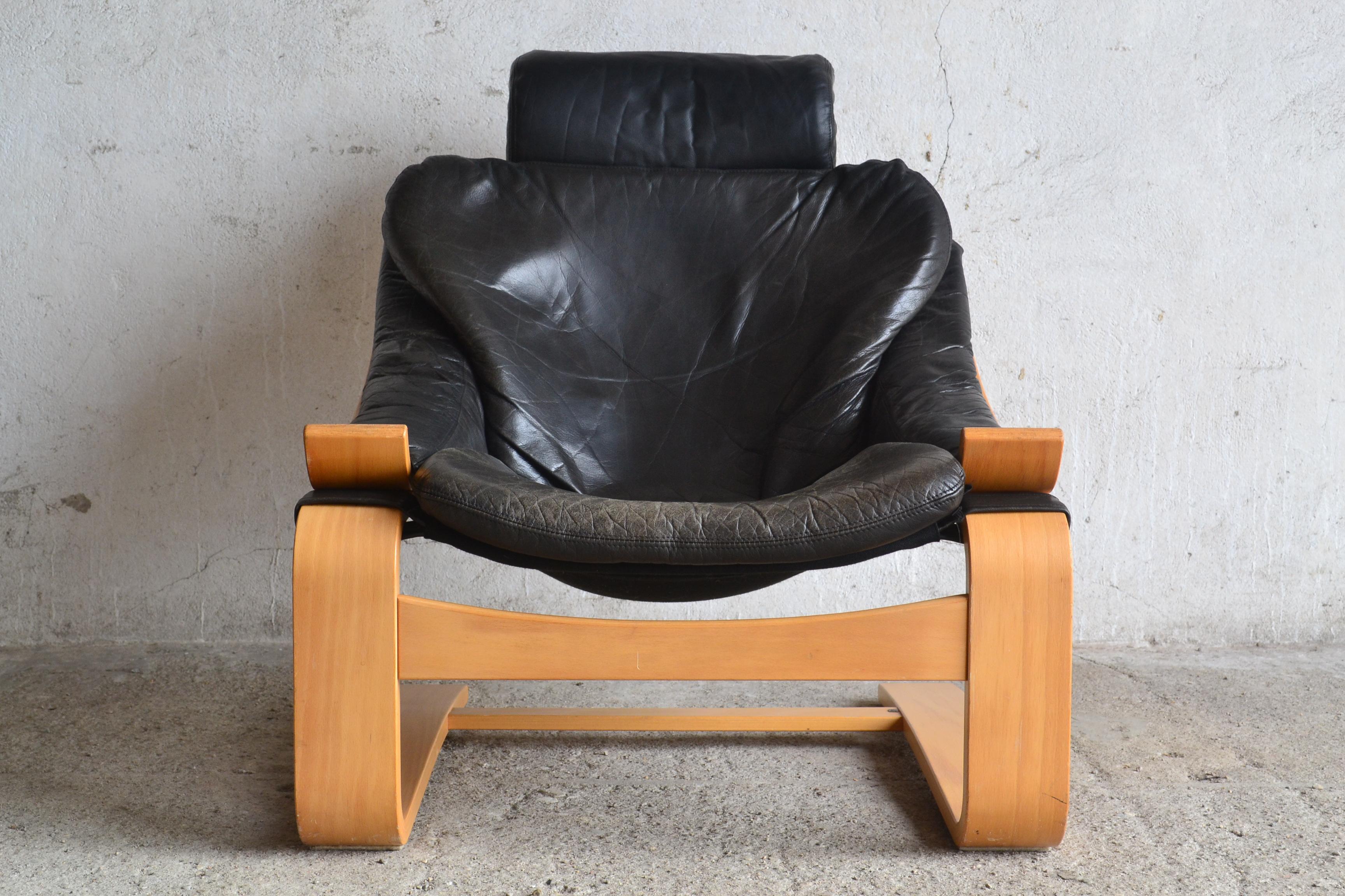 Mid-Century Modern Kroken Leather Armchair by Ake Fribyter for Nelo, 1970s For Sale