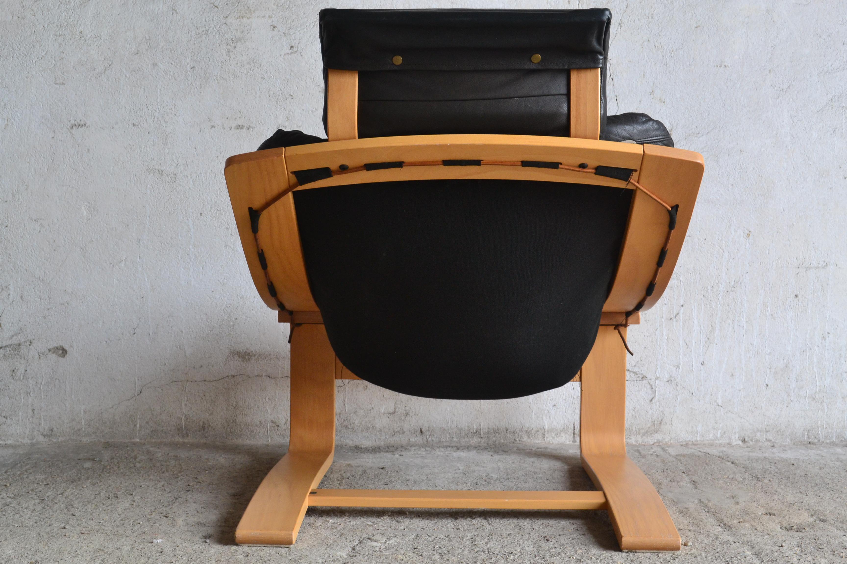 Kroken Leather Armchair by Ake Fribyter for Nelo, 1970s In Good Condition For Sale In Mazowieckie, PL