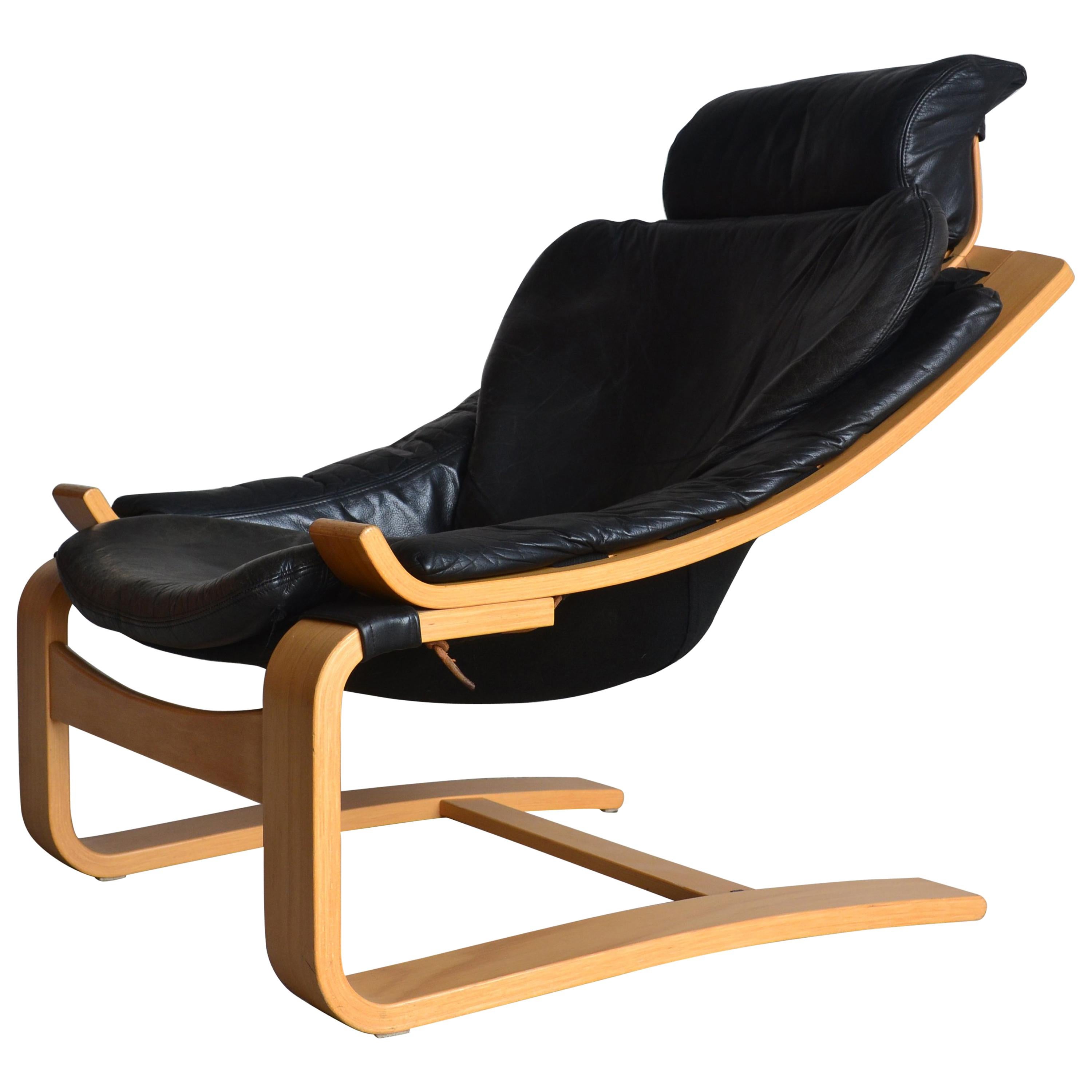 Kroken Leather Armchair by Ake Fribyter for Nelo, 1970s For Sale