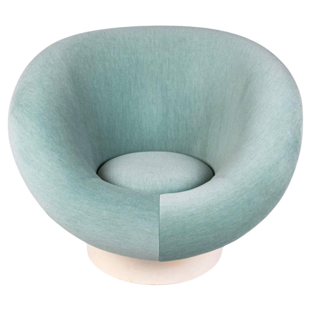 Sillón Krokus de terciopelo azul celadón, Lennart Bender para Ulferts AB, años 70 en venta