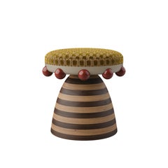 Krom Mea Stool Lacquered wood Kirkby Bakerloo Ochre Made in Portugal By Malabar