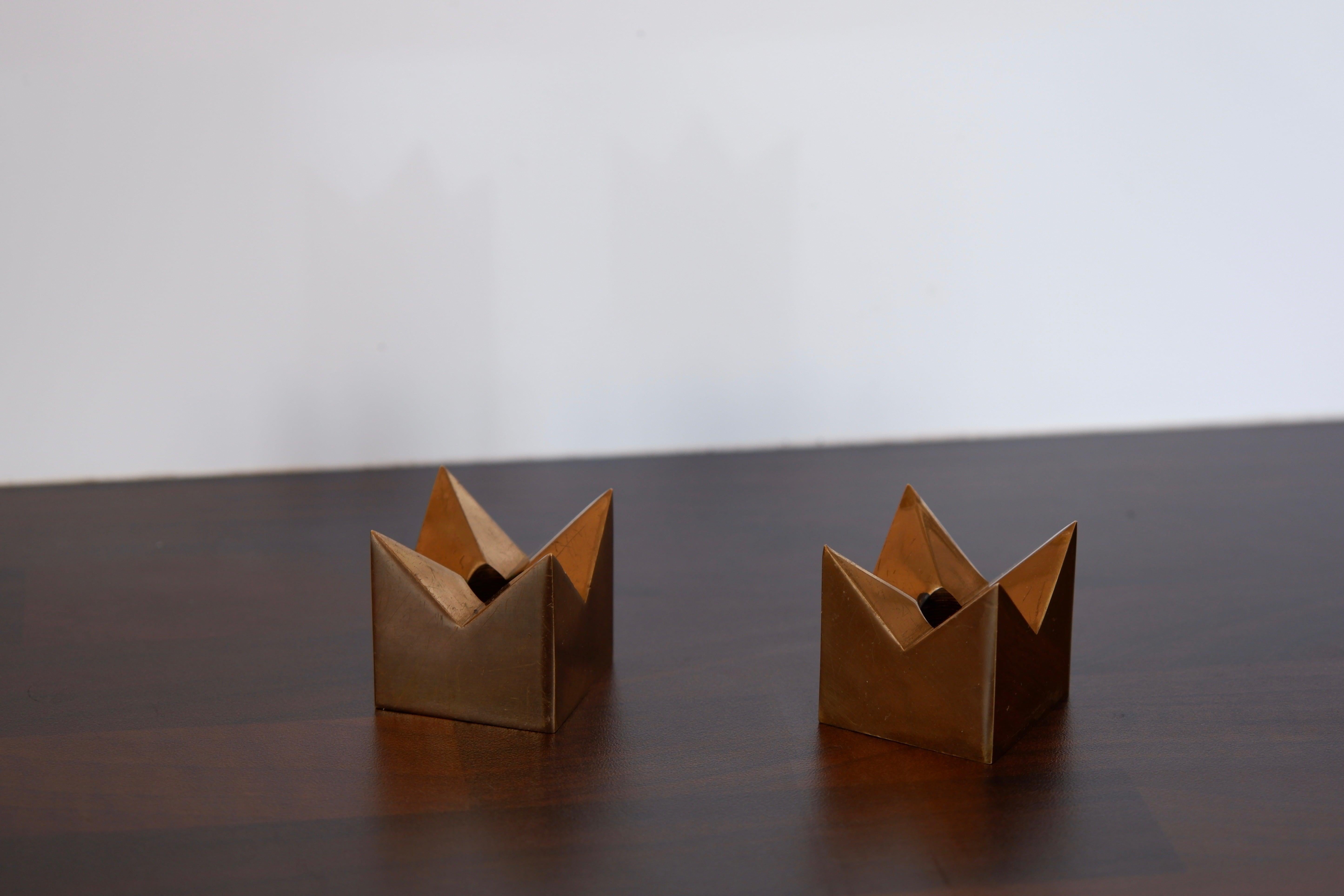 Krona Brass Candelholder by Pierre Forssell for Skultuna, circa 1970, Forsell For Sale 1