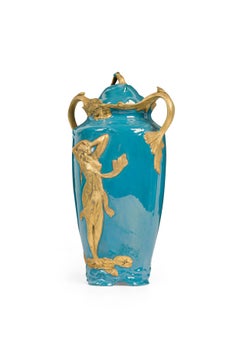 Kronach Art Nouveau Blue and Gold Urn