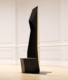 Kronos Chair in Mirror Polished Steel and Glass by :DUFFY