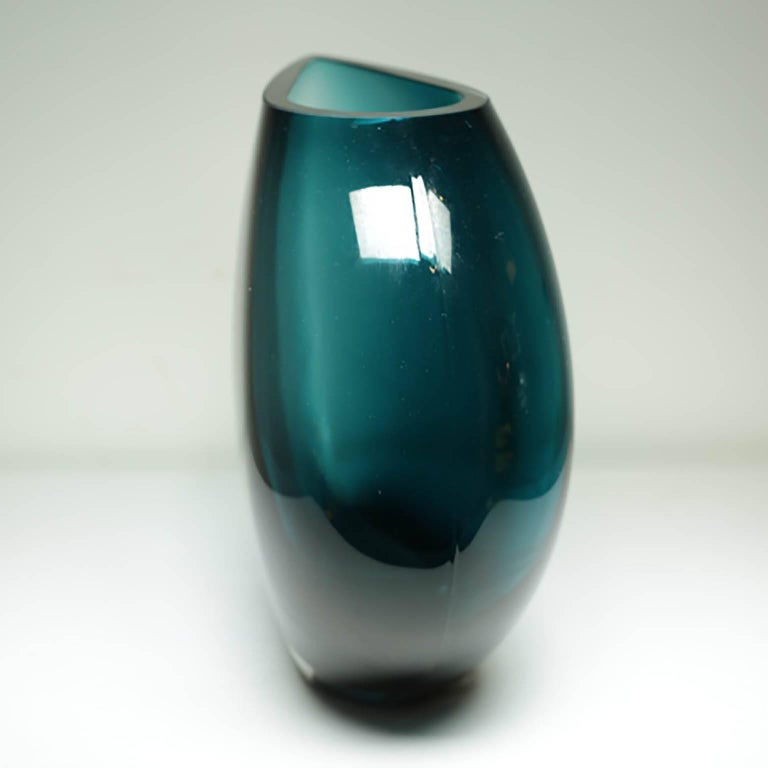 Krosno Poland Large Glass Vase For Sale at 1stDibs