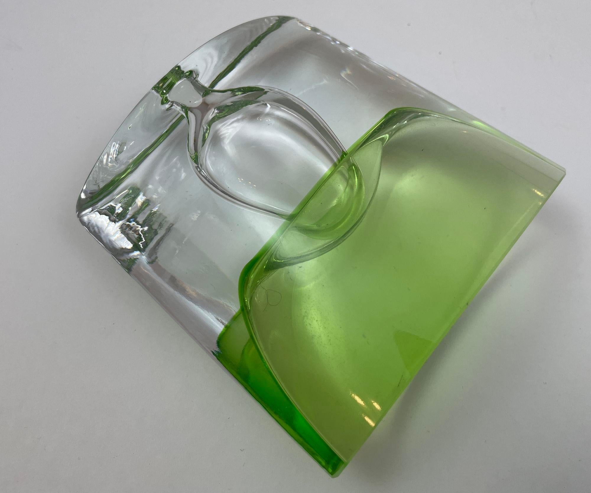 Krosno Poland Vintage Green Art Glass Bud Vase or Candle Holder For Sale 4