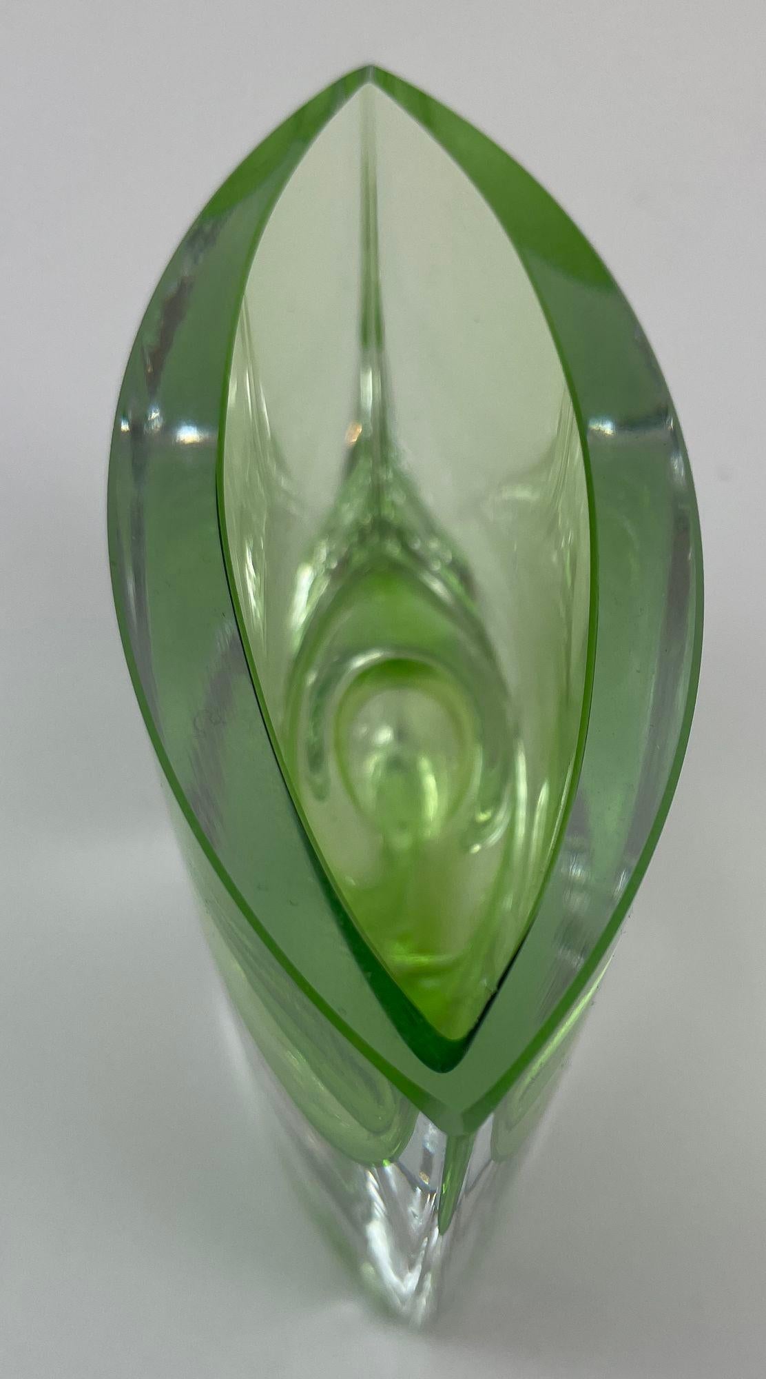 Krosno Poland Vintage Green Art Glass Bud Vase or Candle Holder For Sale 10