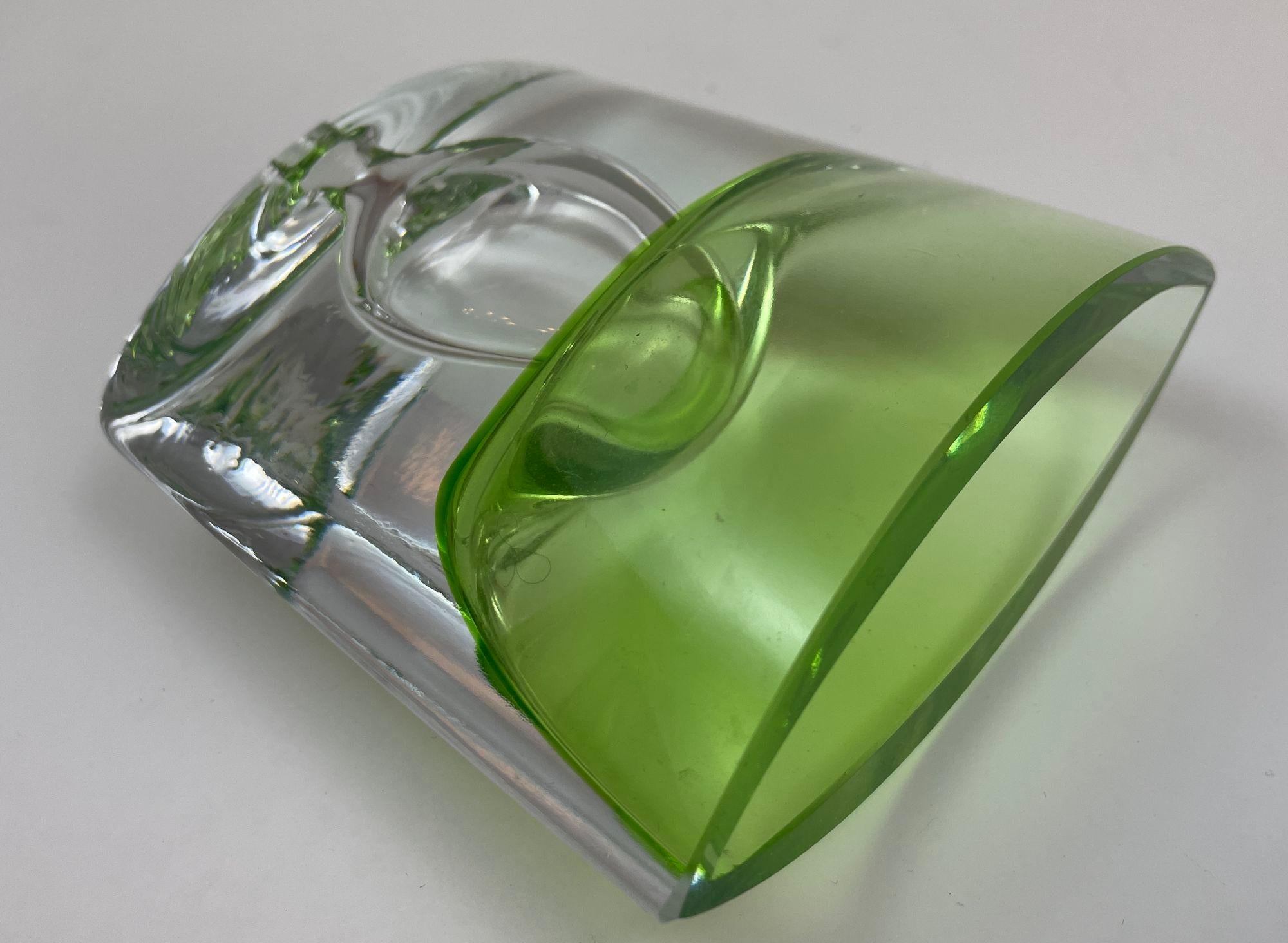 Krosno Poland Vintage Green Art Glass Bud Vase or Candle Holder For Sale 11
