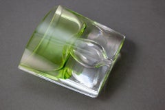 Krosno Poland Vintage Green Art Glass Bud Vase or Candle Holder