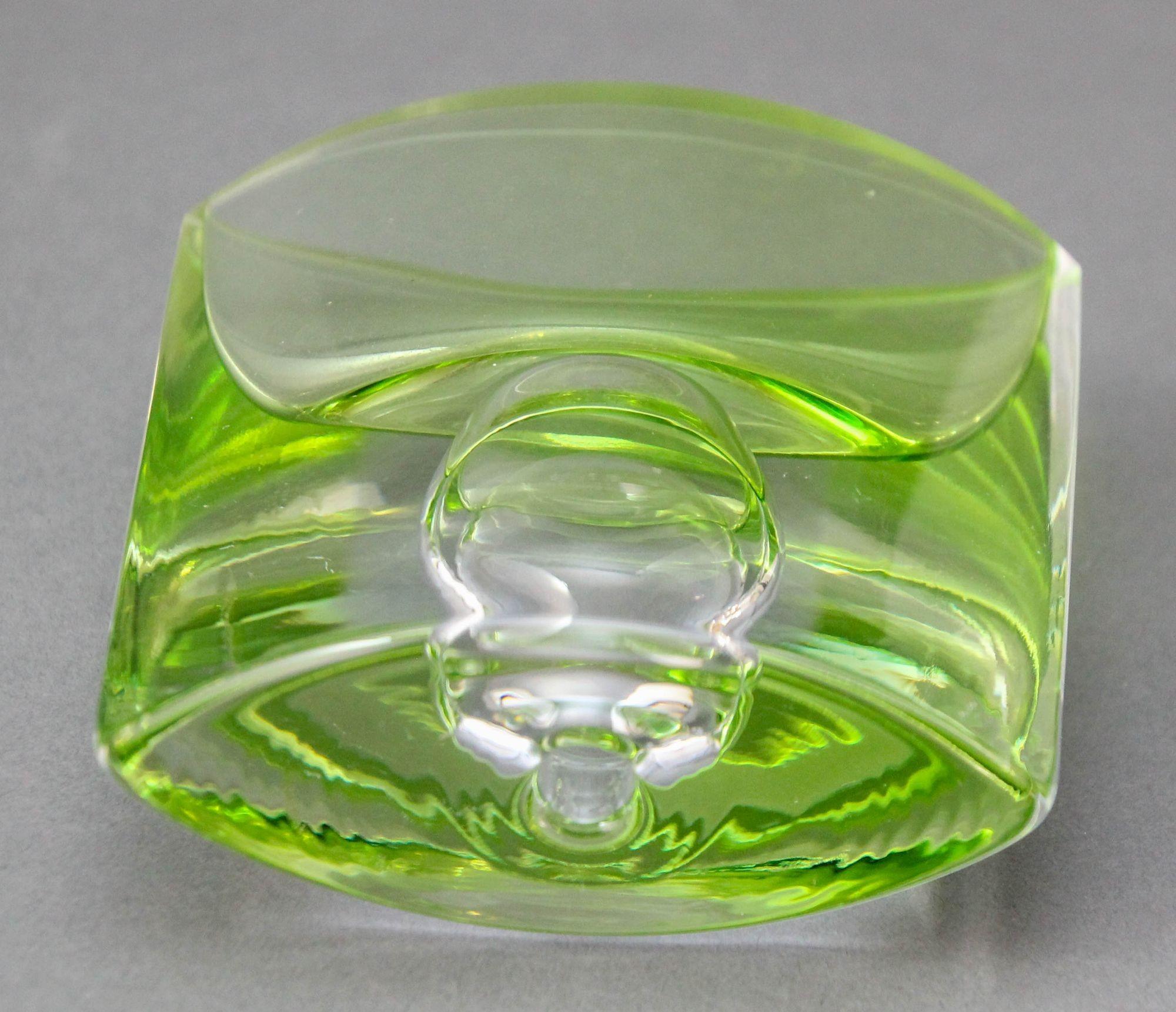 Mid-Century Modern Krosno Poland Vintage Green Art Glass Bud Vase or Candle Holder For Sale