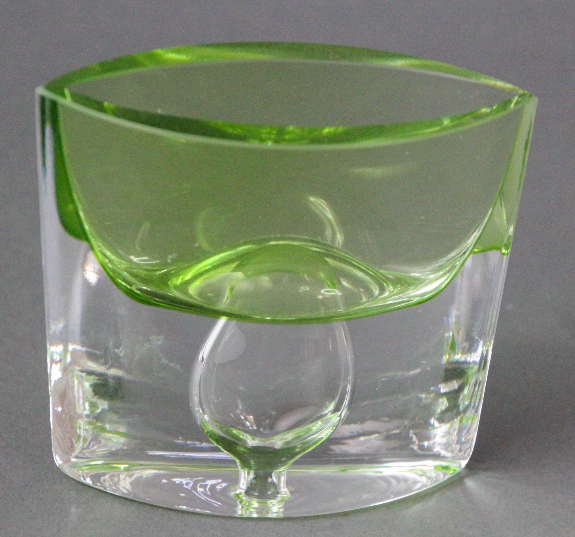 Hand-Crafted Krosno Poland Vintage Green Art Glass Bud Vase or Candle Holder For Sale