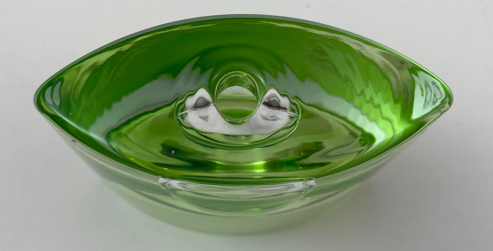 20th Century Krosno Poland Vintage Green Art Glass Bud Vase or Candle Holder For Sale