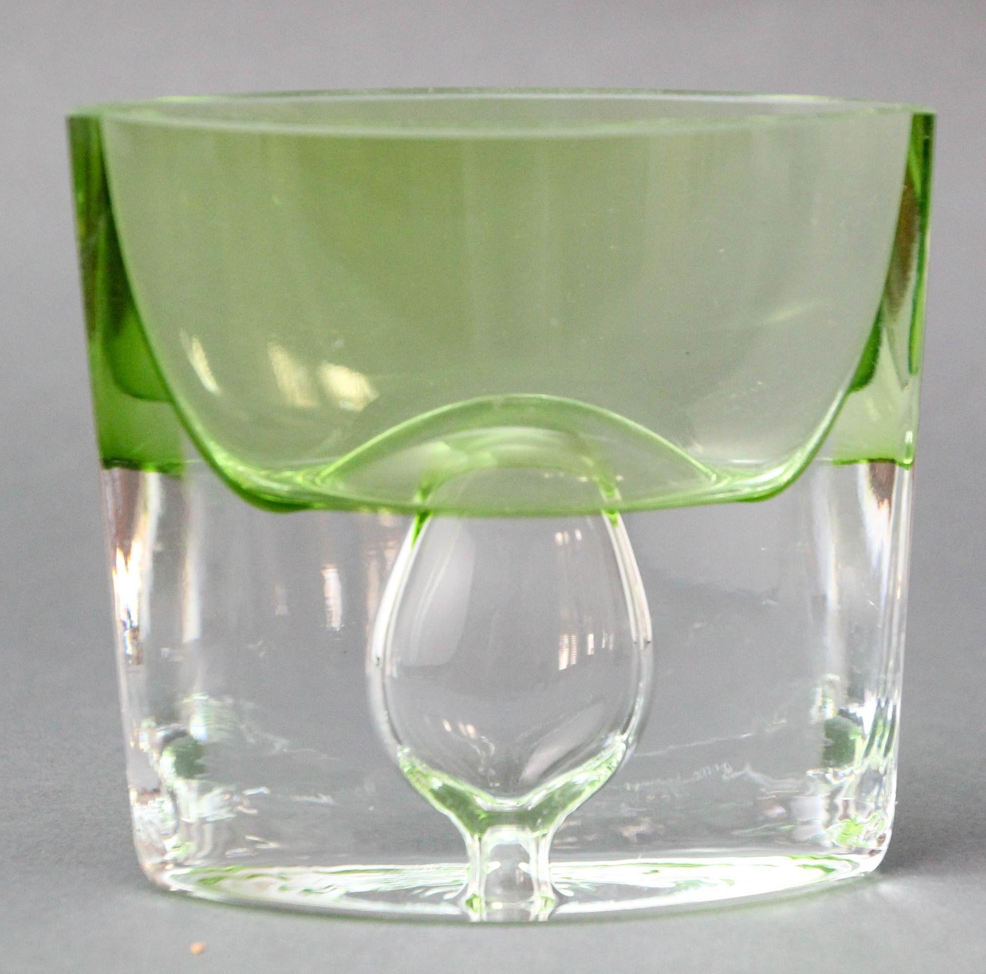 Krosno Poland Vintage Green Art Glass Bud Vase or Candle Holder For Sale 8