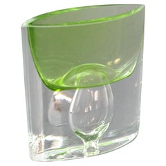 Krosno Poland Vintage Green Art Glass Bud Vase or Candle Holder