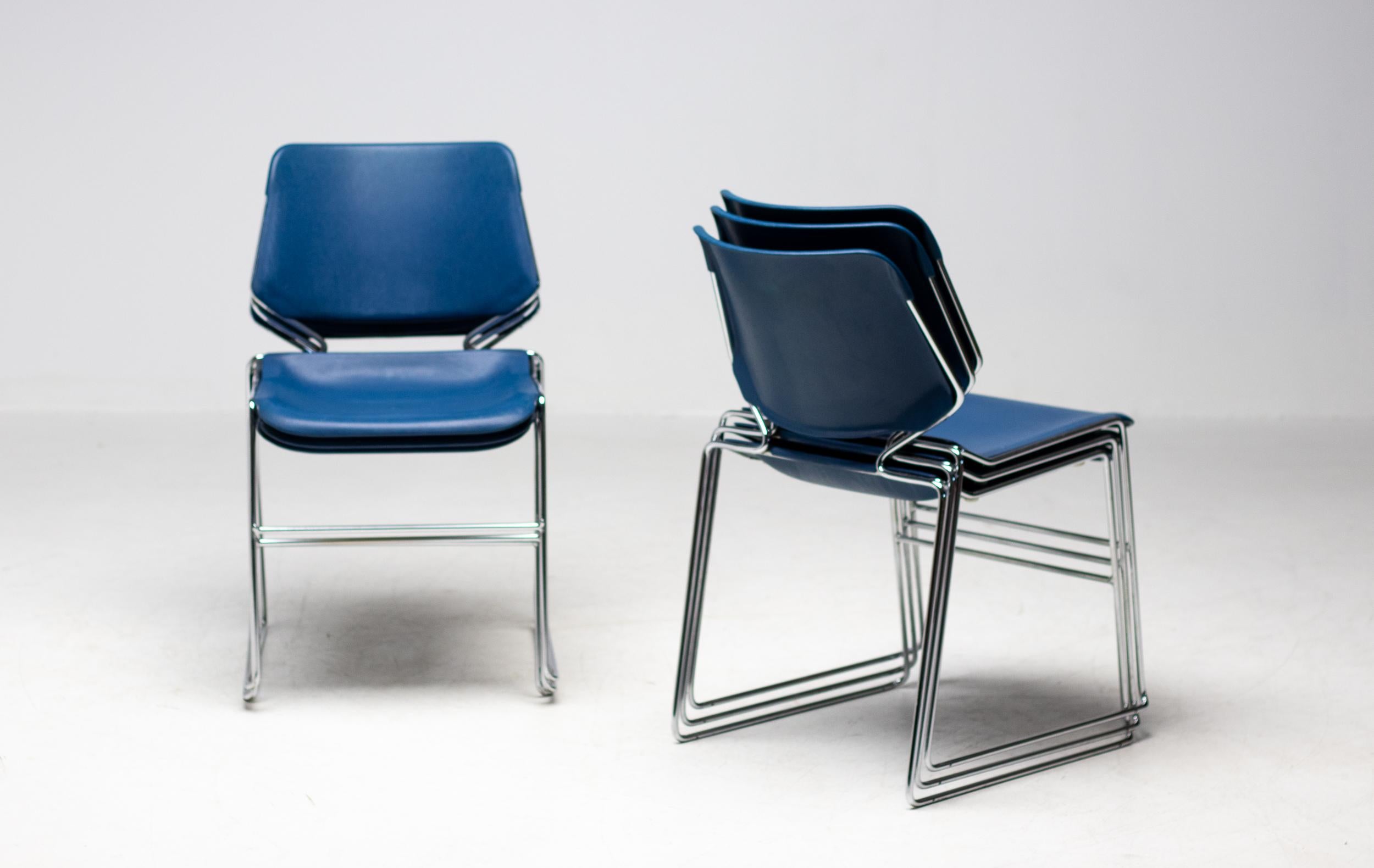 Mid-Century Modern Krueger Blue Minimalist Matrix Chairs