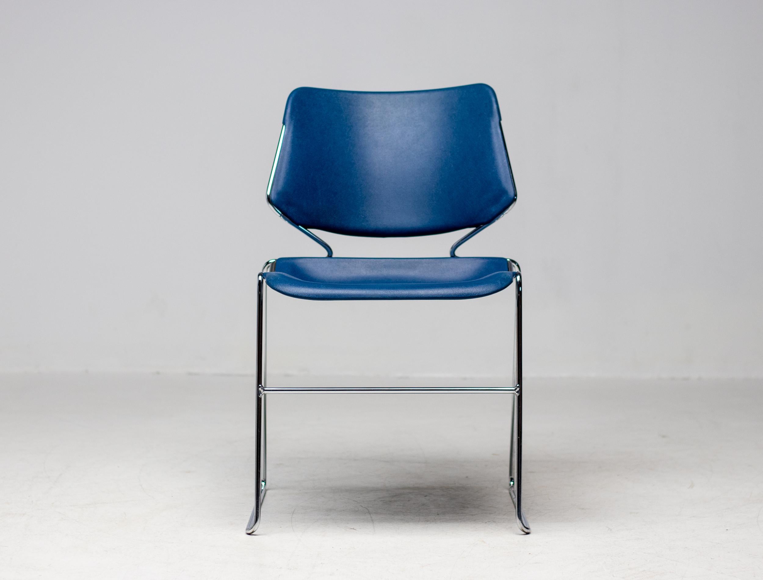 Late 20th Century Krueger Blue Minimalist Matrix Chairs