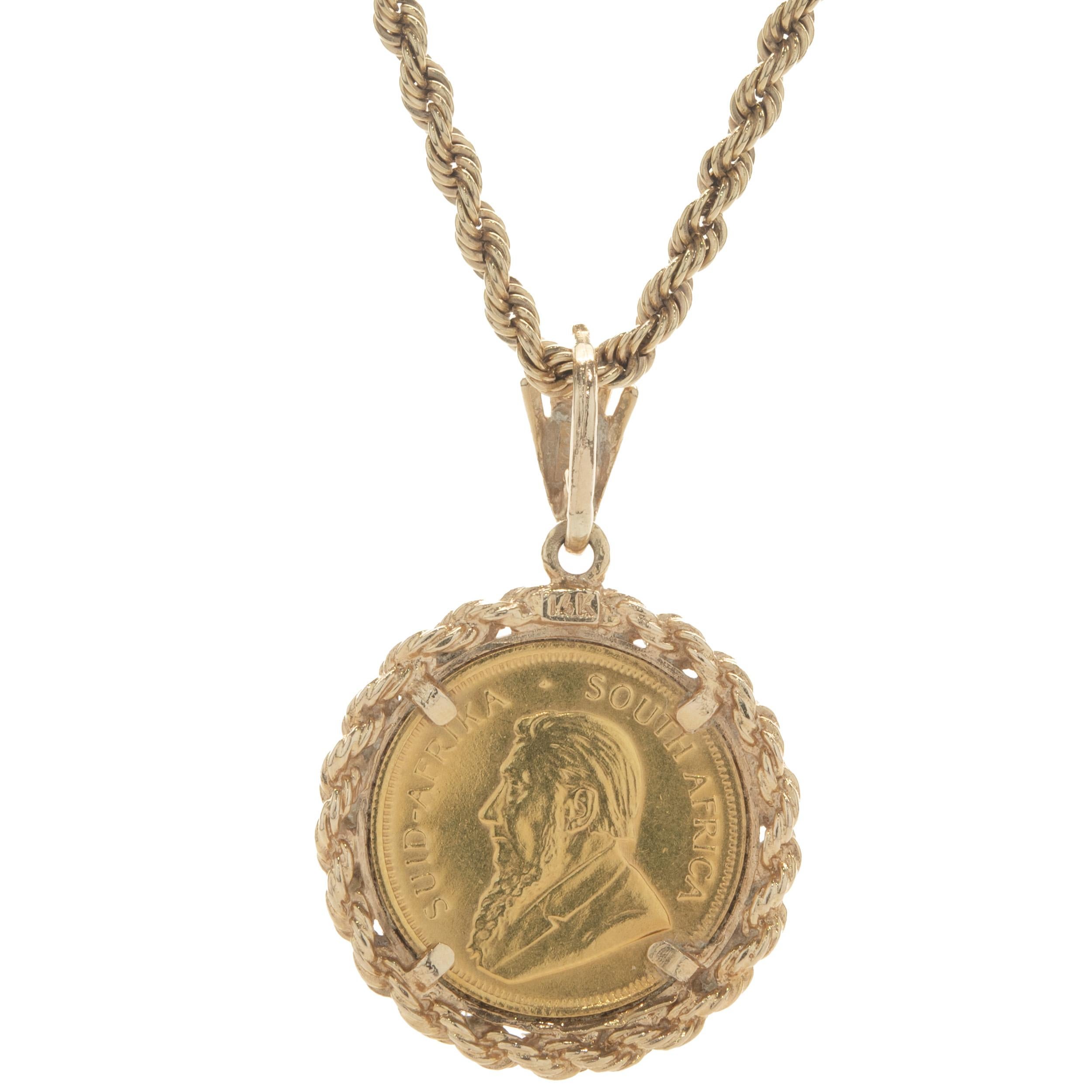 Material: Krugerrand / 14K yellow gold
Dimensions: necklace measures 20-inches in length
Weight: 31.00 grams