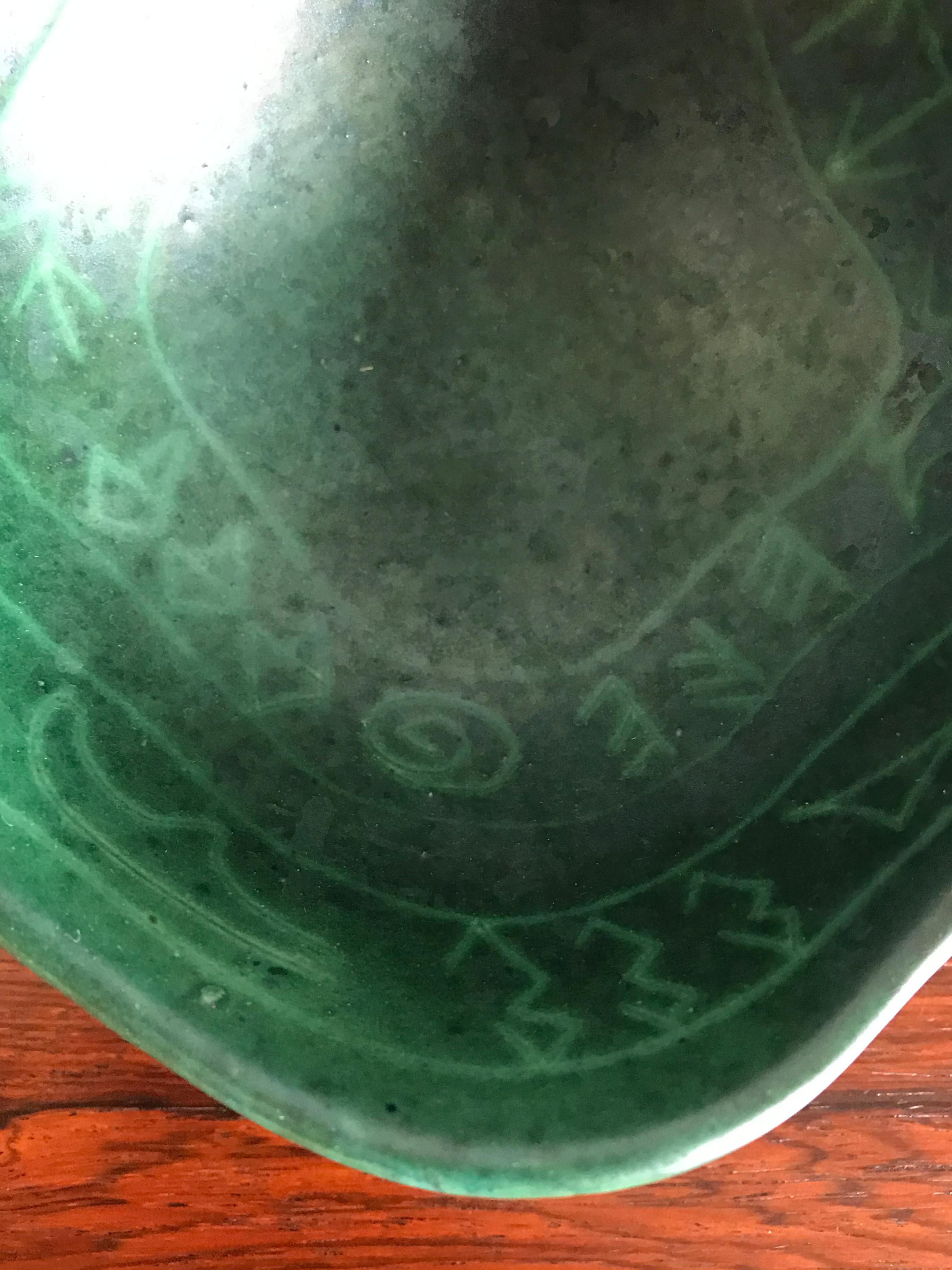 Krukmakaren Ystad Scandinavian Green Ceramic Bowl, 1960s In Good Condition In Reggio Emilia, IT