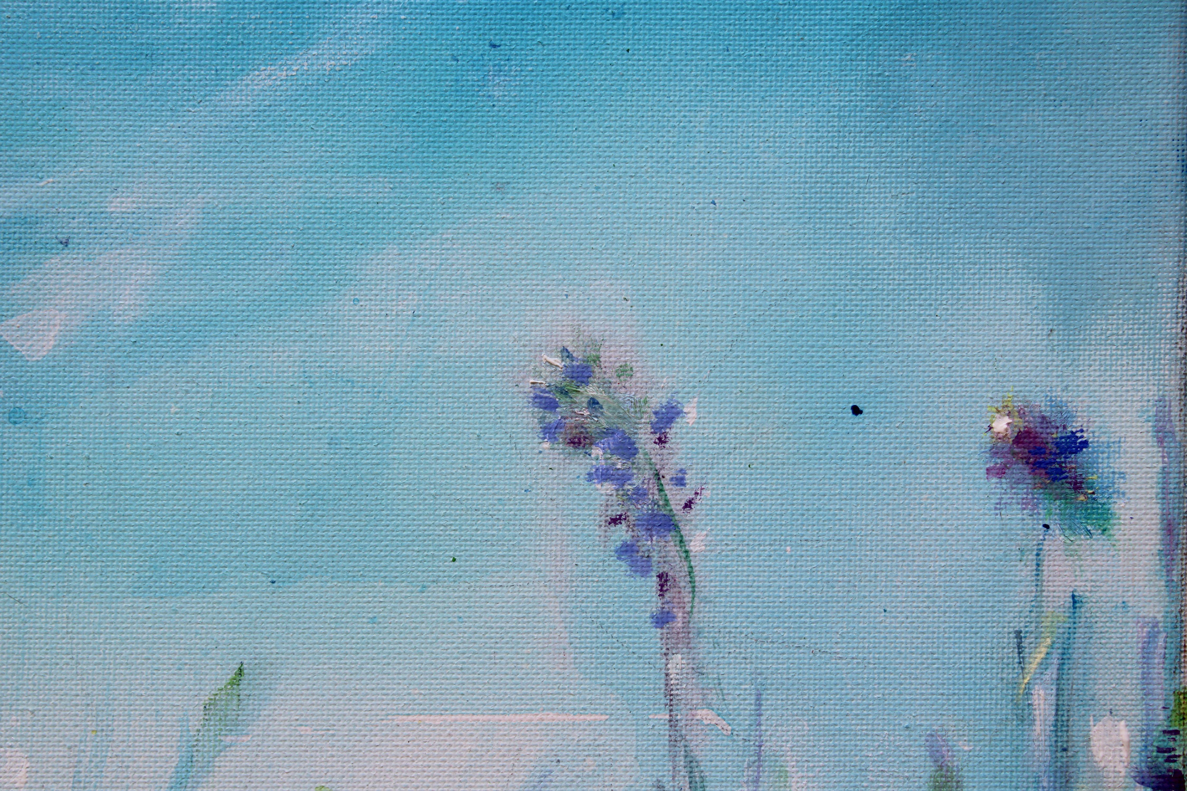 Césped  Acrílico, lienzo, óleo, 40x50 cm - Landscape Painting Azul de Krumina Marita