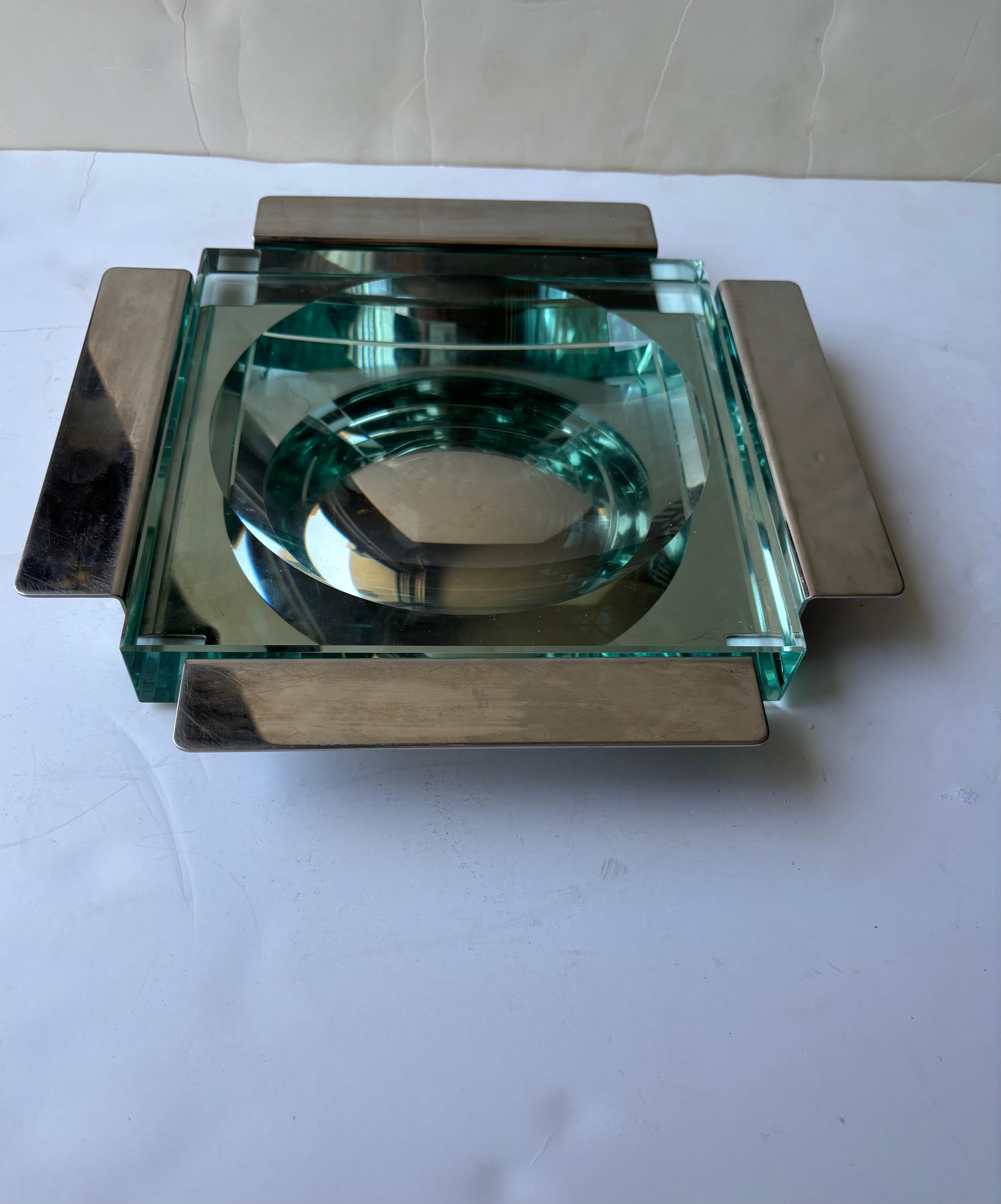 Krupp & Giuliana Gramigna vide poche steel and  attb Fontana Arte glass For Sale 1